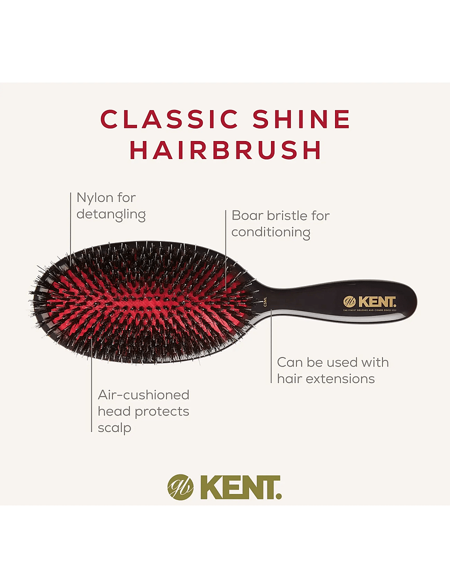Kent Brushes - Classic Shine Large Black Porcupine Mixed Bristle Hairbrush - hárbursti - black - 3