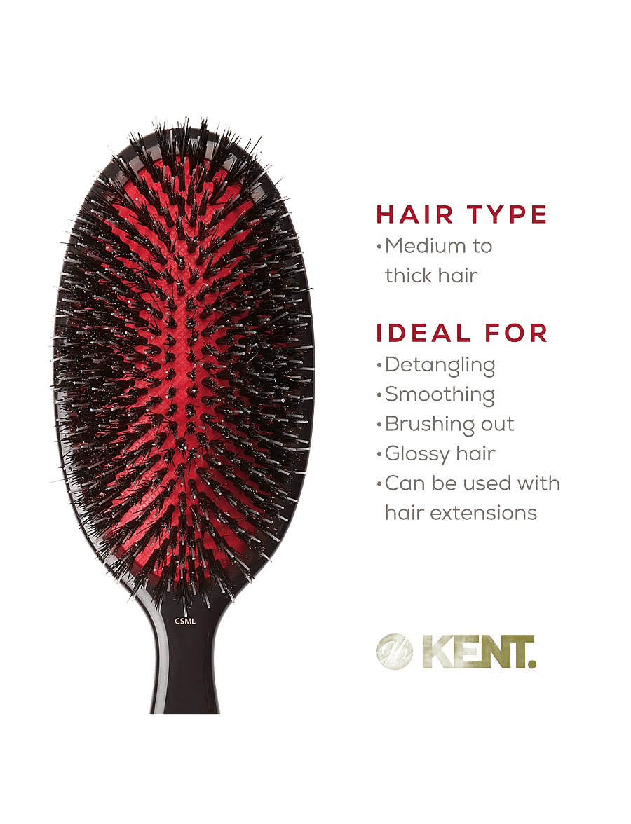 Kent Brushes - Classic Shine Large Black Porcupine Mixed Bristle Hairbrush - hárbursti - black - 4