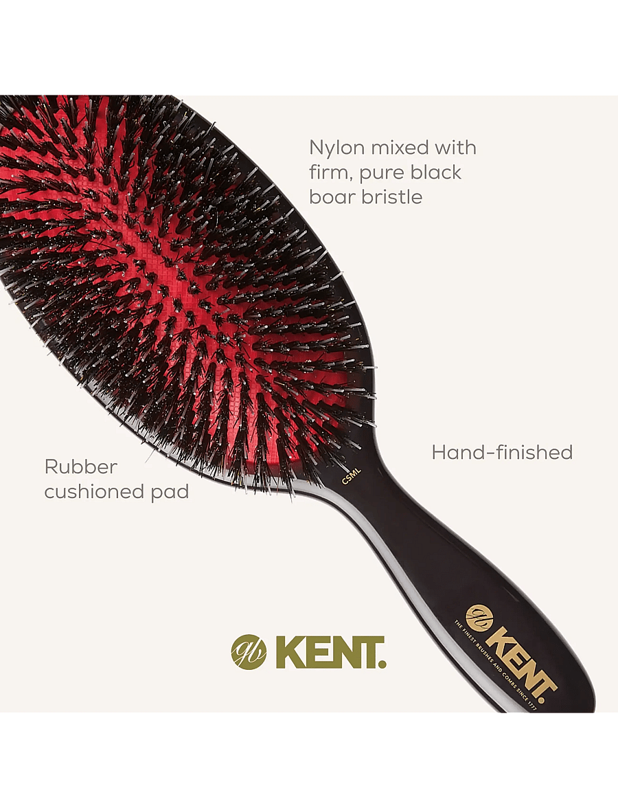 Kent Brushes - Classic Shine Large Black Porcupine Mixed Bristle Hairbrush - hárbursti - black - 5