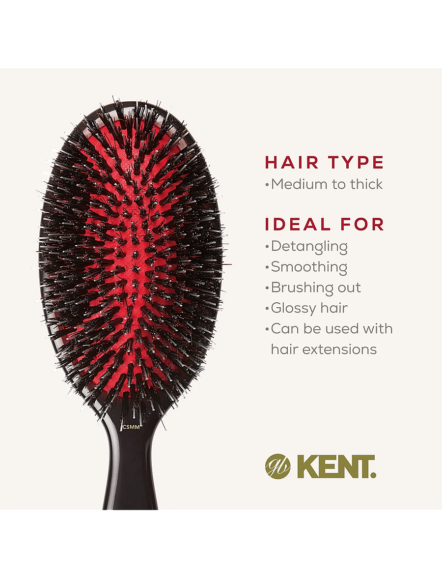 Kent Brushes - Classic Shine Medium Black Porcupine Mixed Bristle Hairbrush - paddelbørster - black - 1