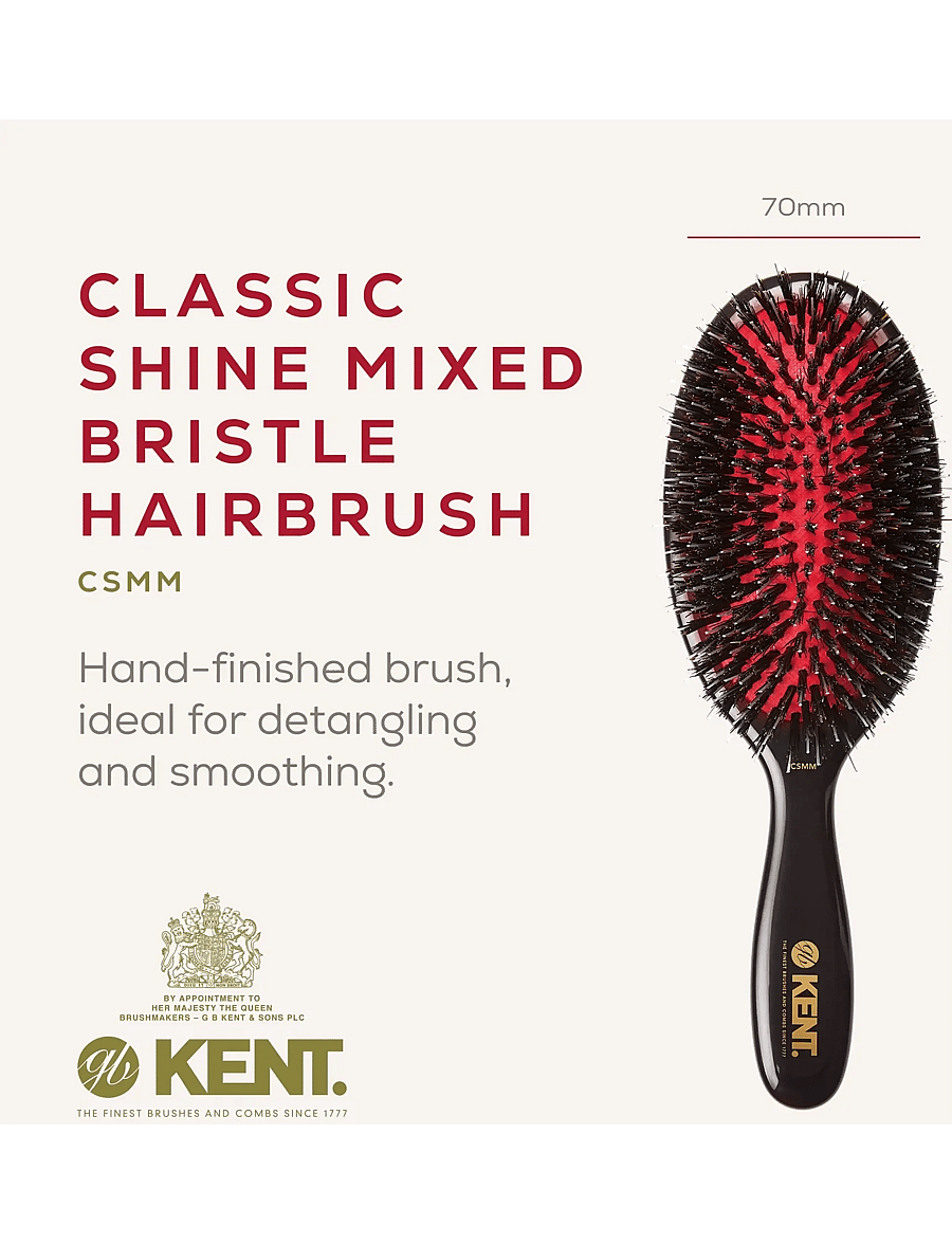 Kent Brushes - Classic Shine Medium Black Porcupine Mixed Bristle Hairbrush - paddelbørster - black - 3