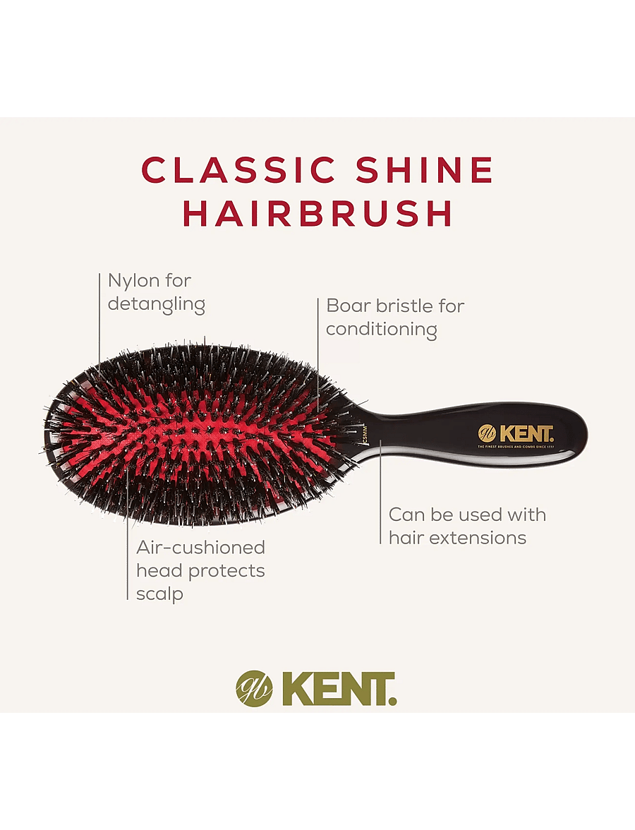 Kent Brushes - Classic Shine Medium Black Porcupine Mixed Bristle Hairbrush - paddelbørster - black - 4