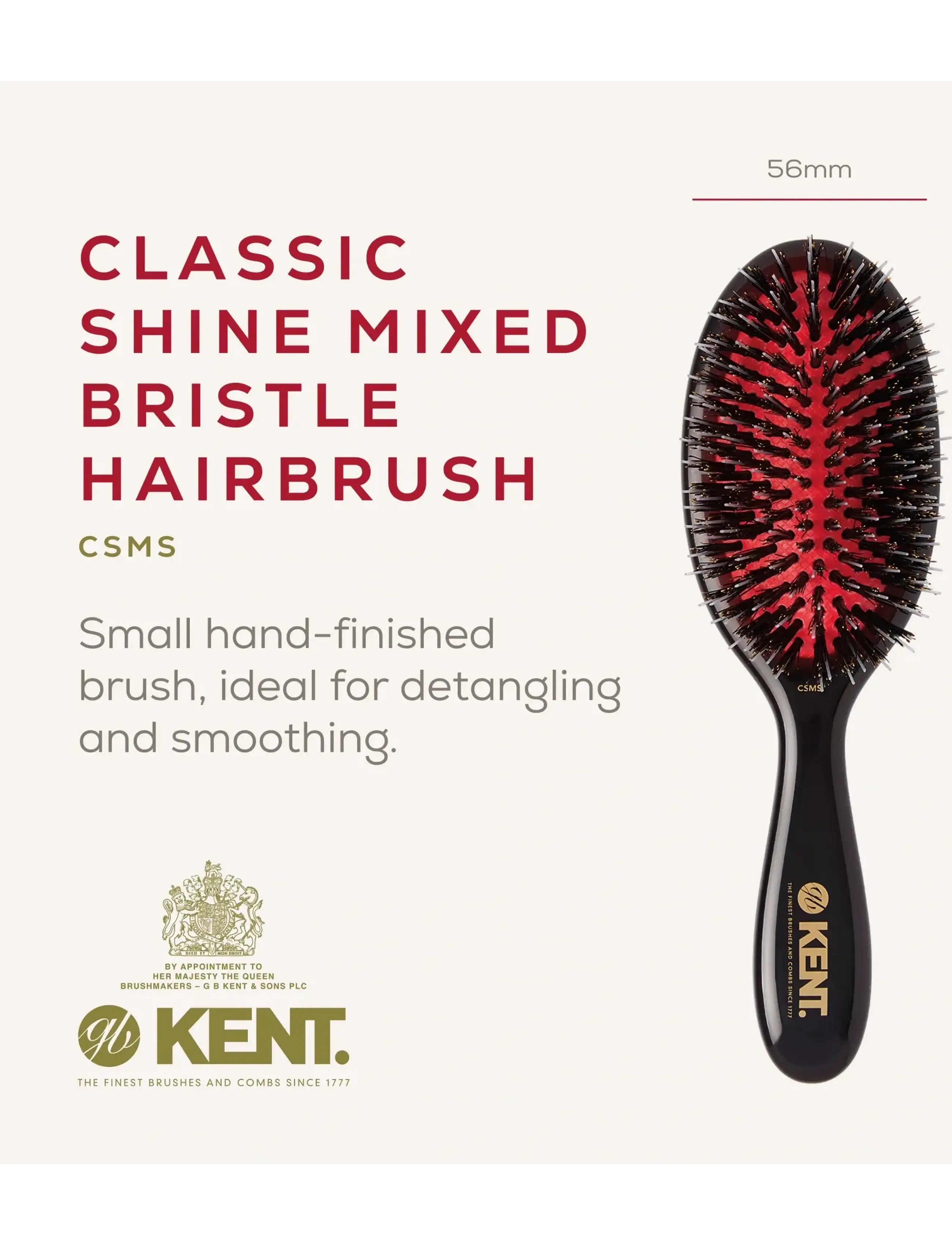 Kent Brushes - Classic Shine Small Black Porcupine Mixed Bristle Hairbrush - black - 1