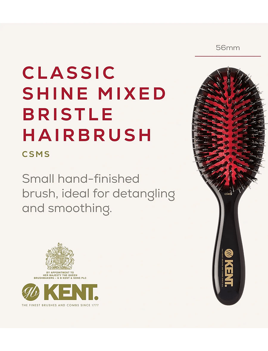 Kent Brushes - Classic Shine Small Black Porcupine Mixed Bristle Hairbrush - paddelbørster - black - 1