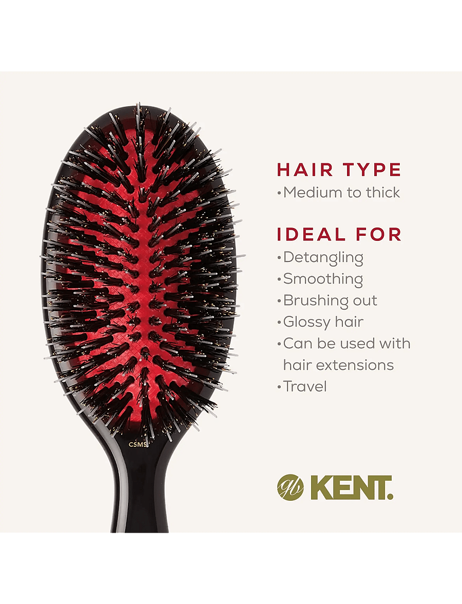 Kent Brushes - Classic Shine Small Black Porcupine Mixed Bristle Hairbrush - paddelbørster - black - 3