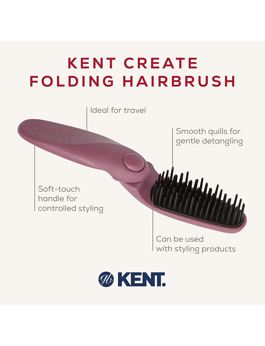Kent Brushes - CREATE Folding Hairbrush - udredningsbørster - pink - 3