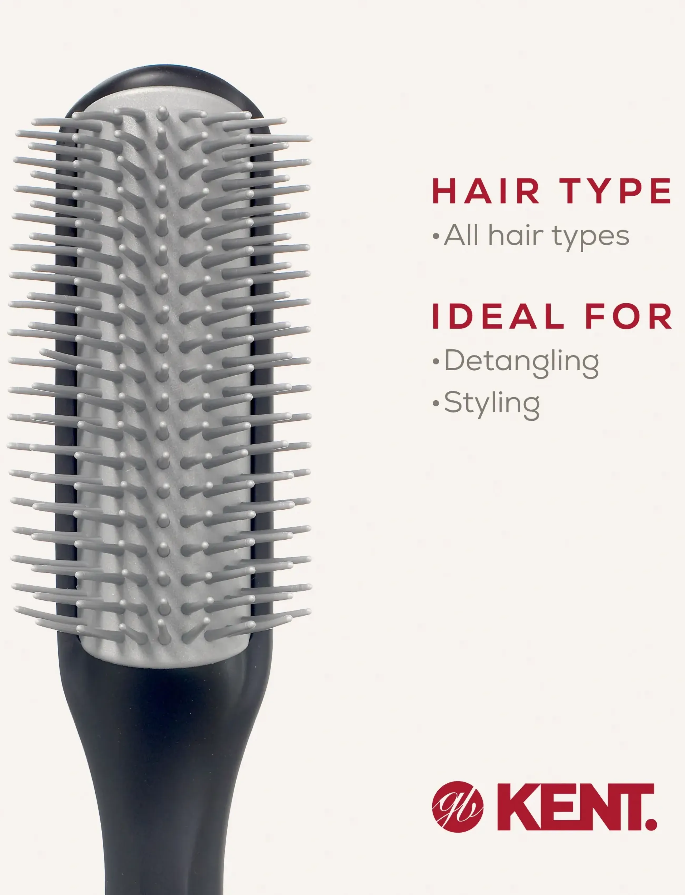 Kent Brushes - Kent For Men Half-radial Styling Brush - hårborstar & kammar - black - 2