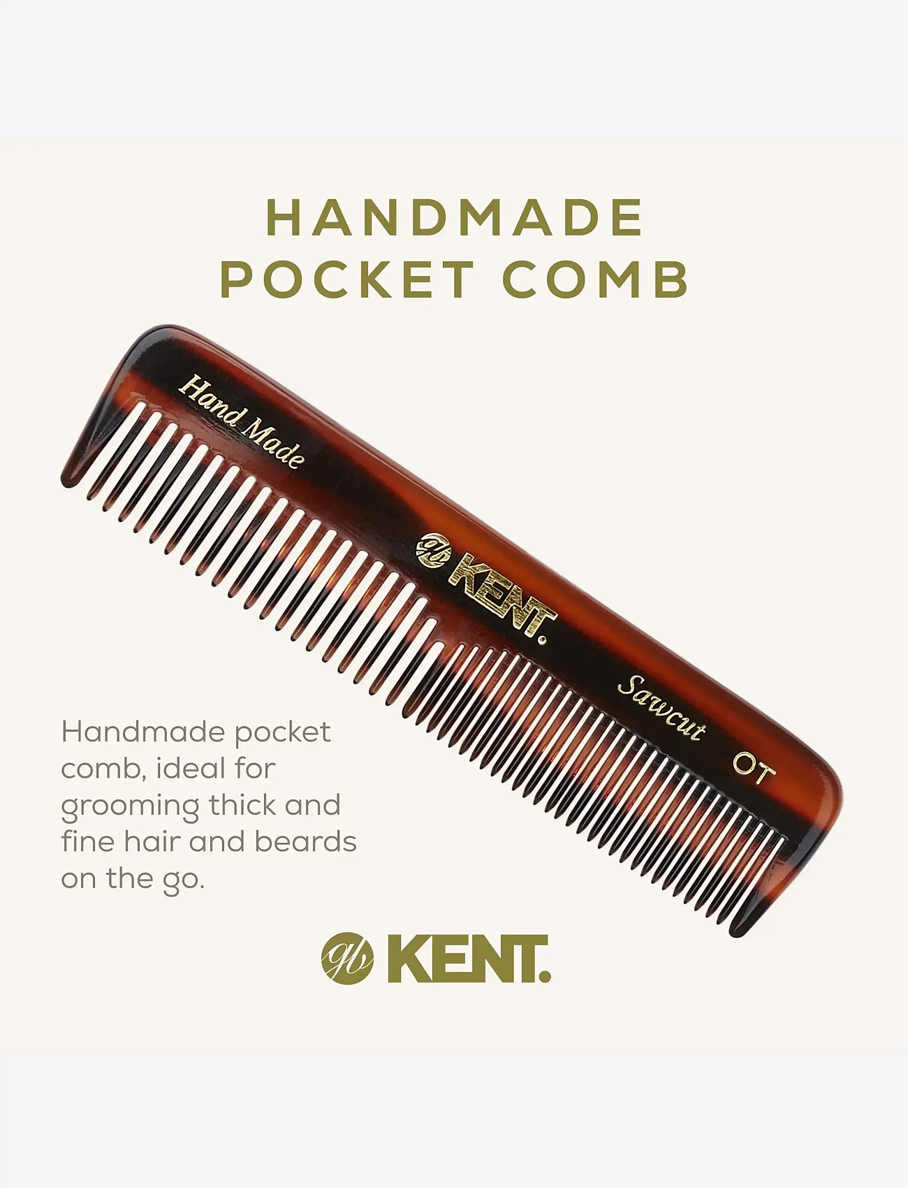 Kent Brushes - Small Mens Pocketkam Coarse/Fine - Handmade - hårbørster & kamme - brown - 3