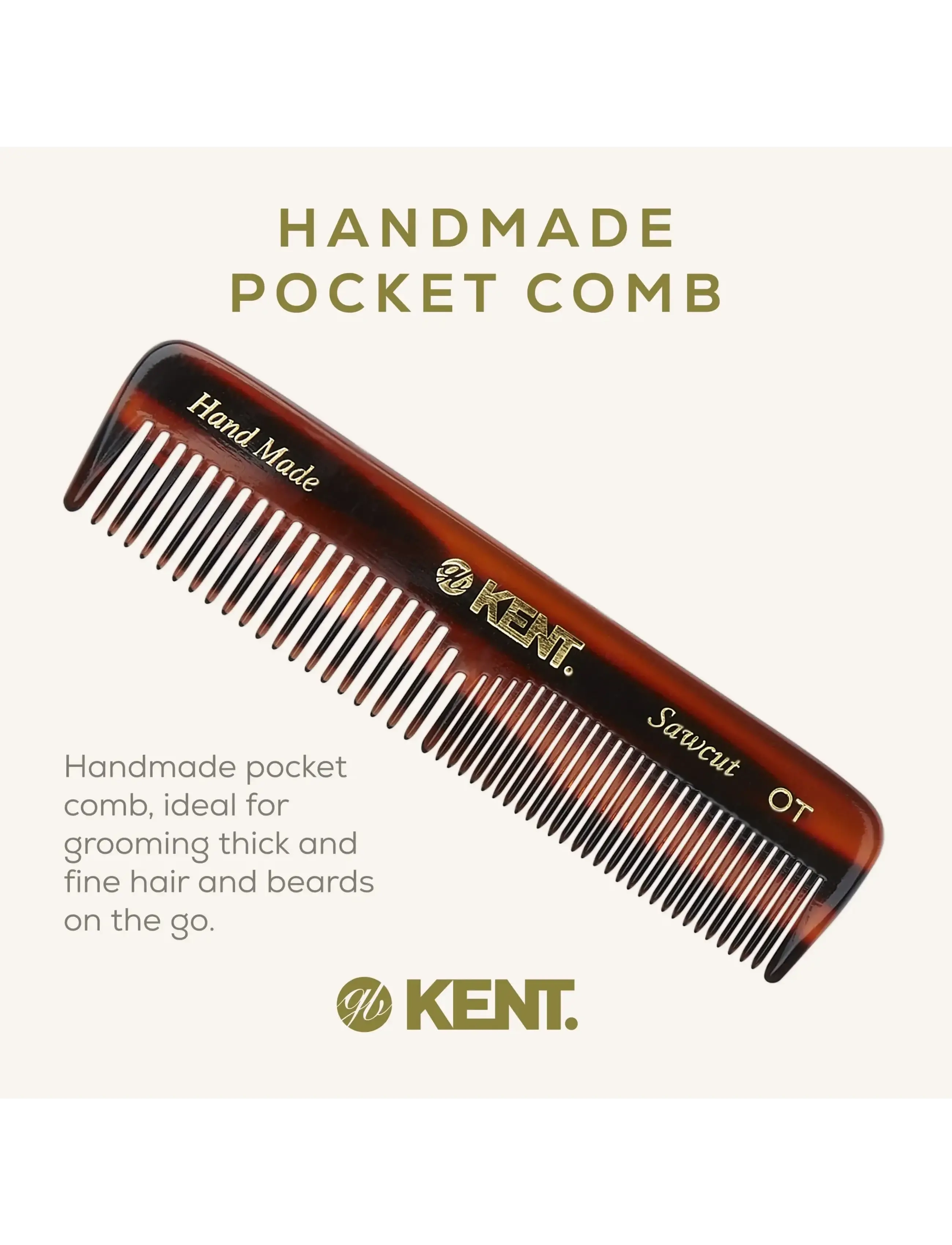 Kent Brushes - Small Mens Pocketkam Coarse/Fine - Handmade - brown - 3