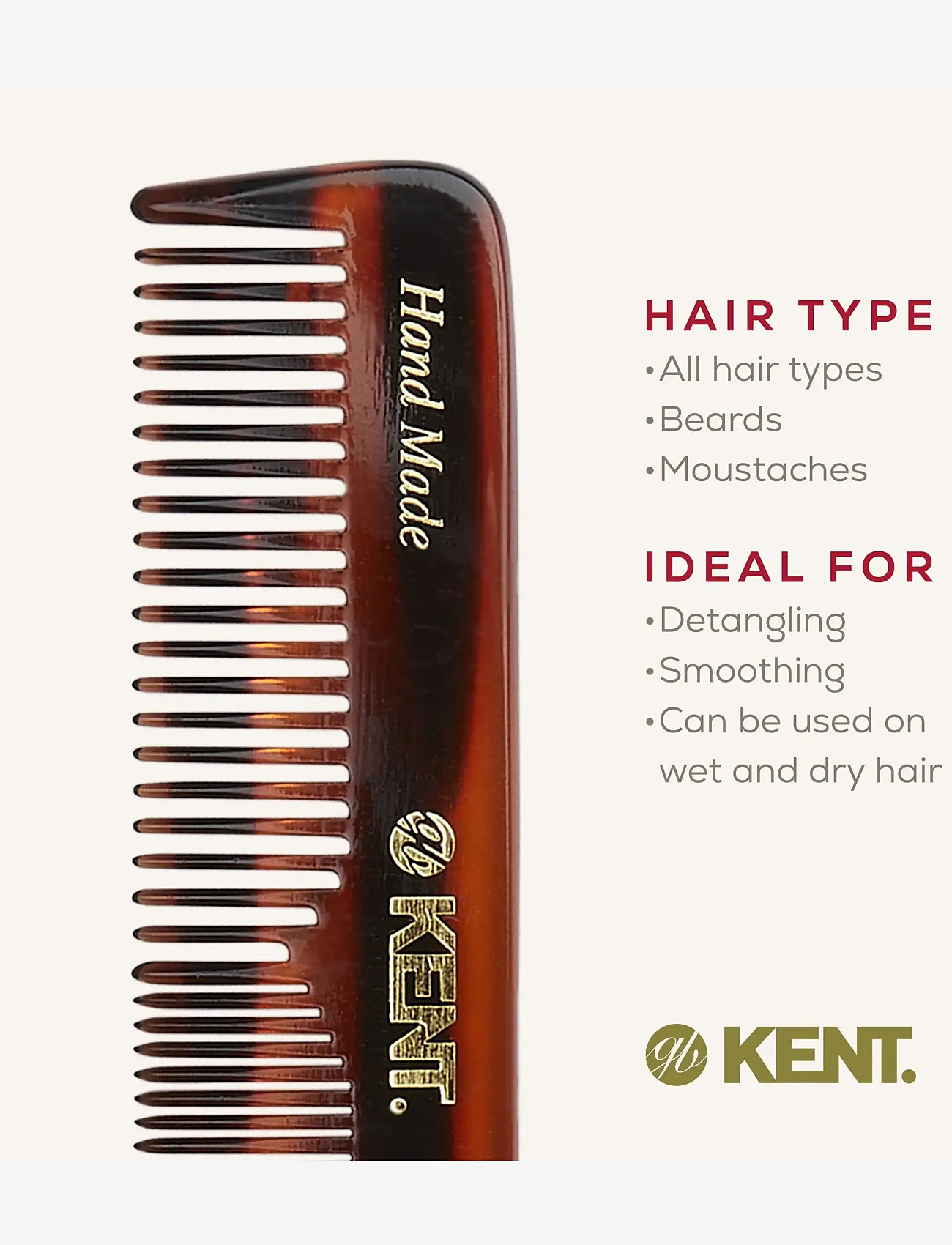 Kent Brushes - Small Mens Pocketkam Coarse/Fine - Handmade - hårbørster & kamme - brown - 5