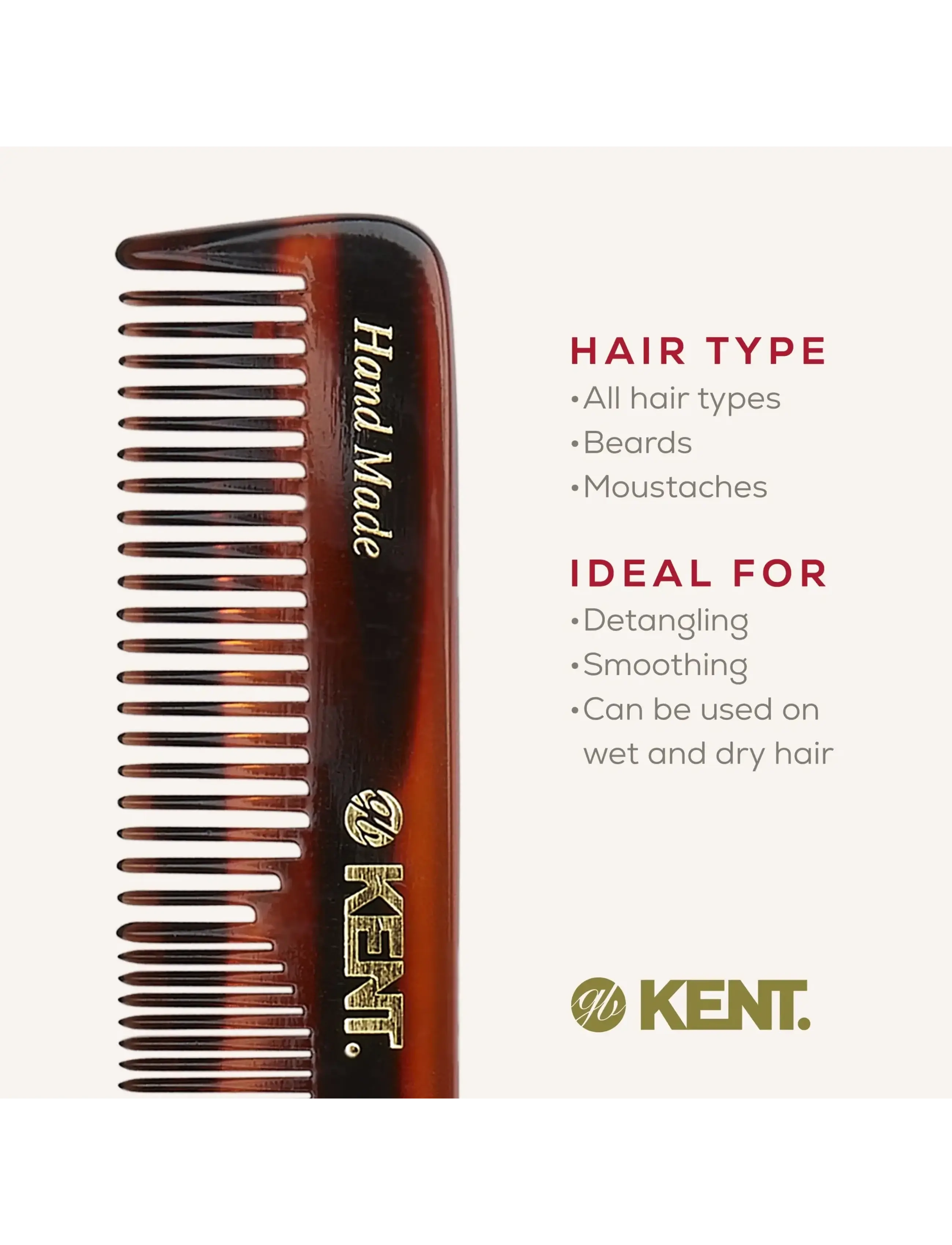 Kent Brushes - Small Mens Pocketkam Coarse/Fine - Handmade - brown - 5