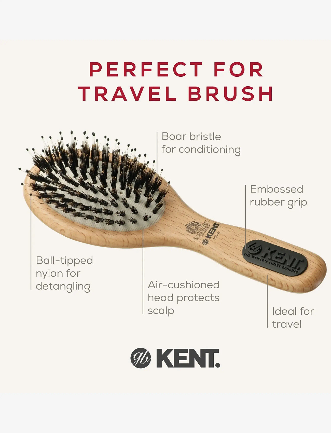 Kent Brushes - Small Porcupine Brush - kamme - brown - 2