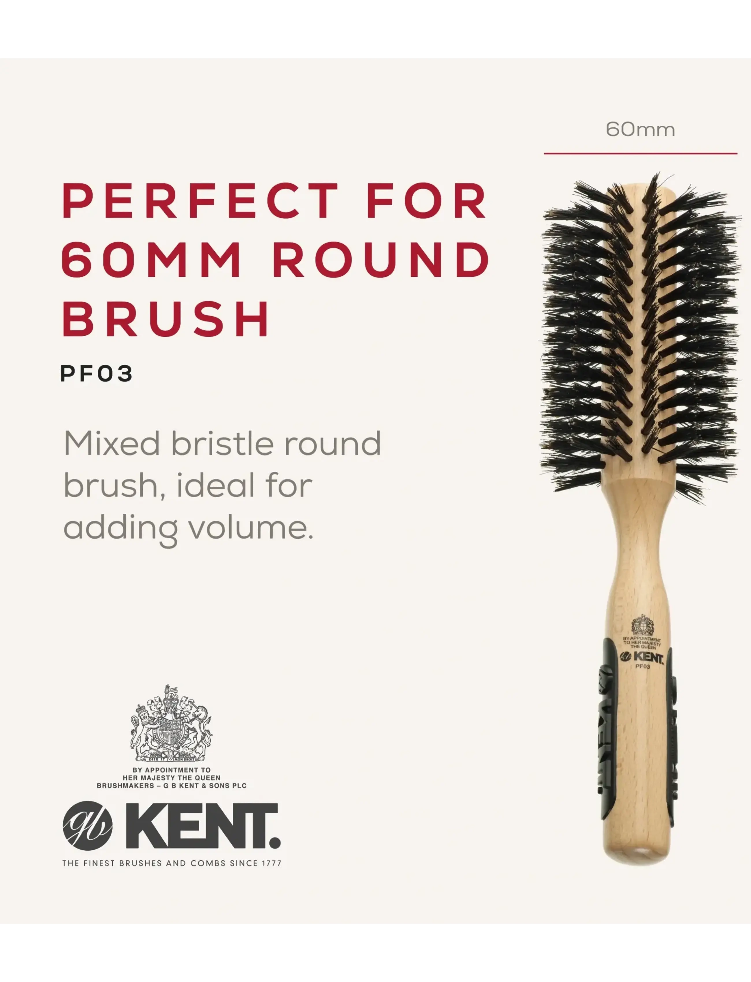 Kent Brushes - Large round boar bristle hair brush - runde børster - brown - 3