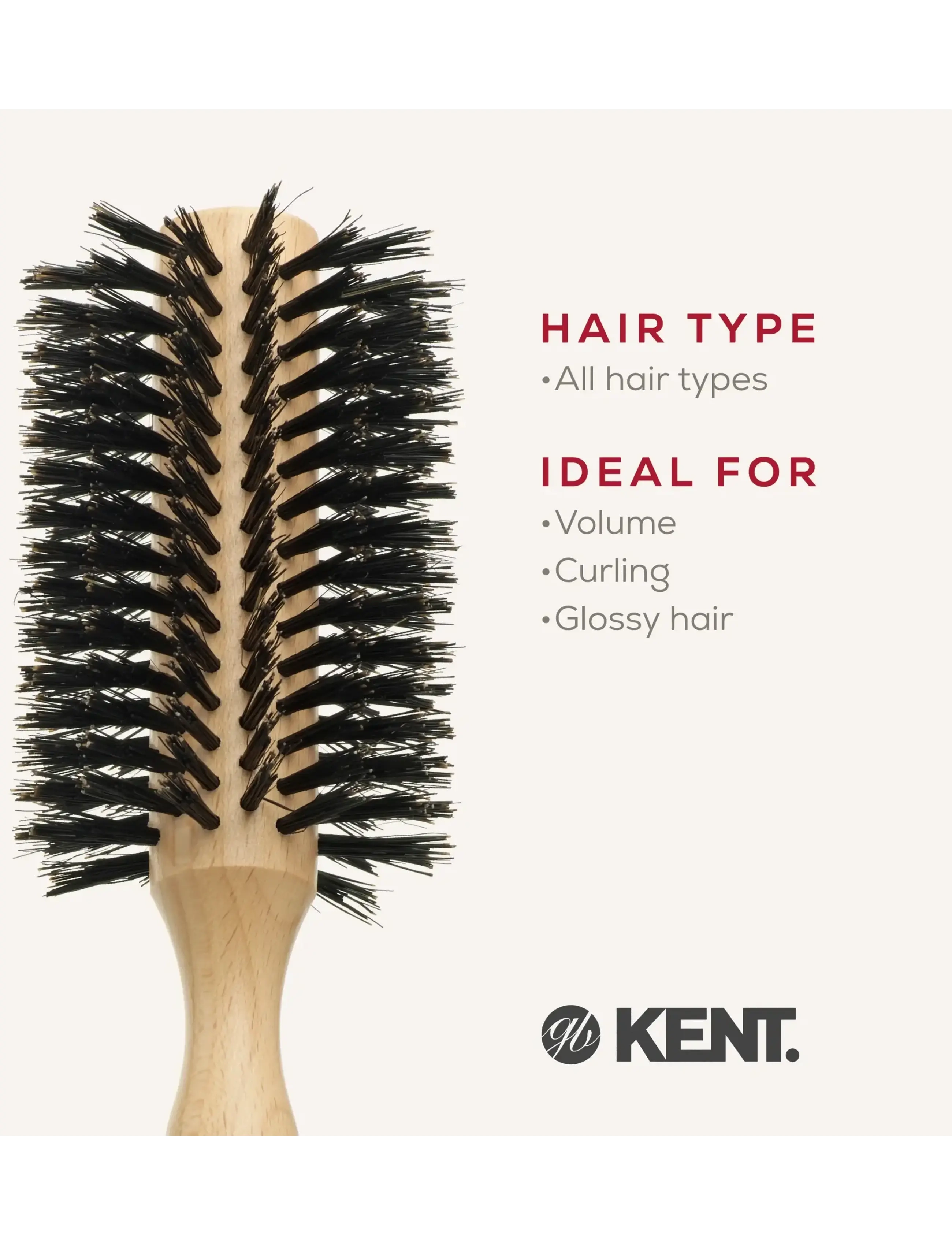 Kent Brushes - Large round boar bristle hair brush - runde børster - brown - 4