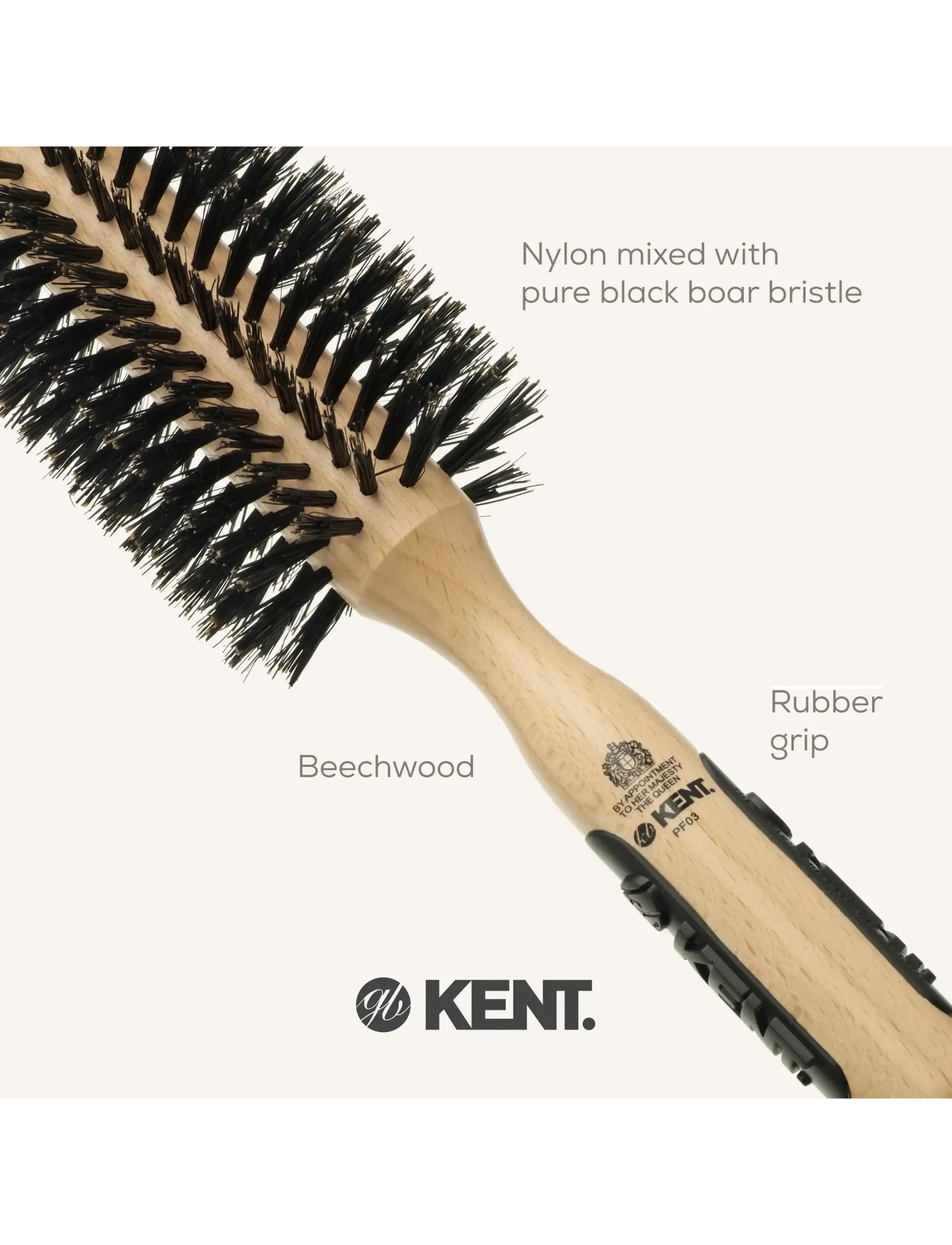 Kent Brushes - Large round boar bristle hair brush - runde børster - brown - 5