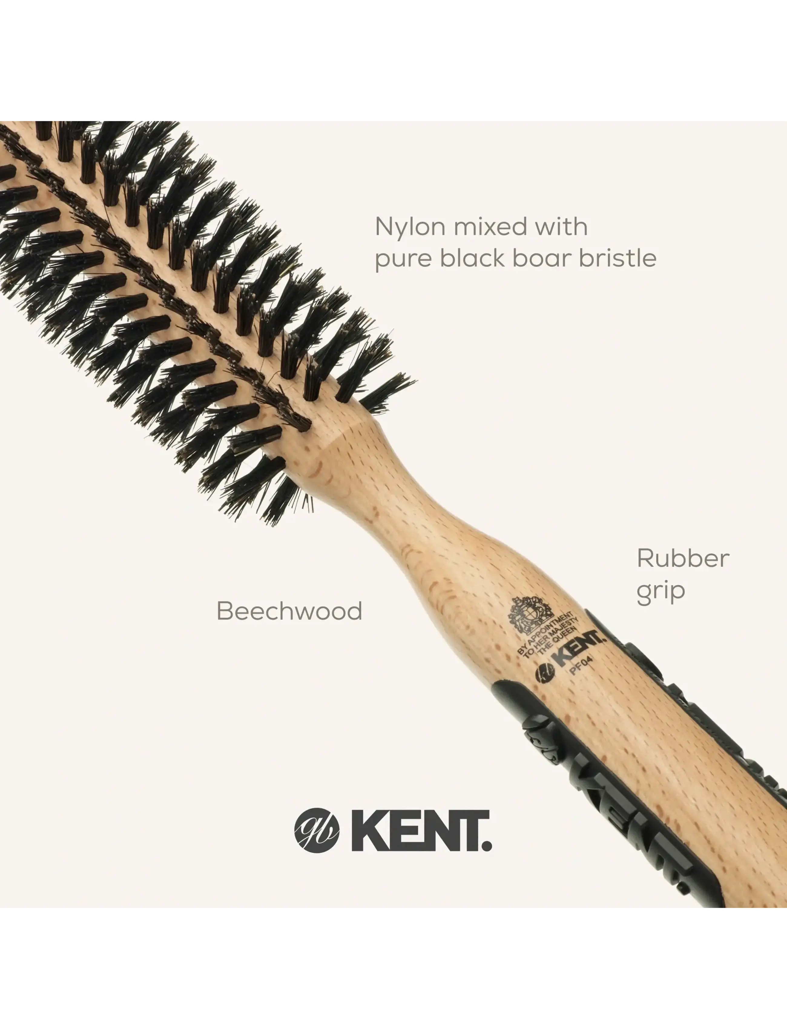 Kent Brushes - Small round boar bristle hair brush - runde børster - brown - 2