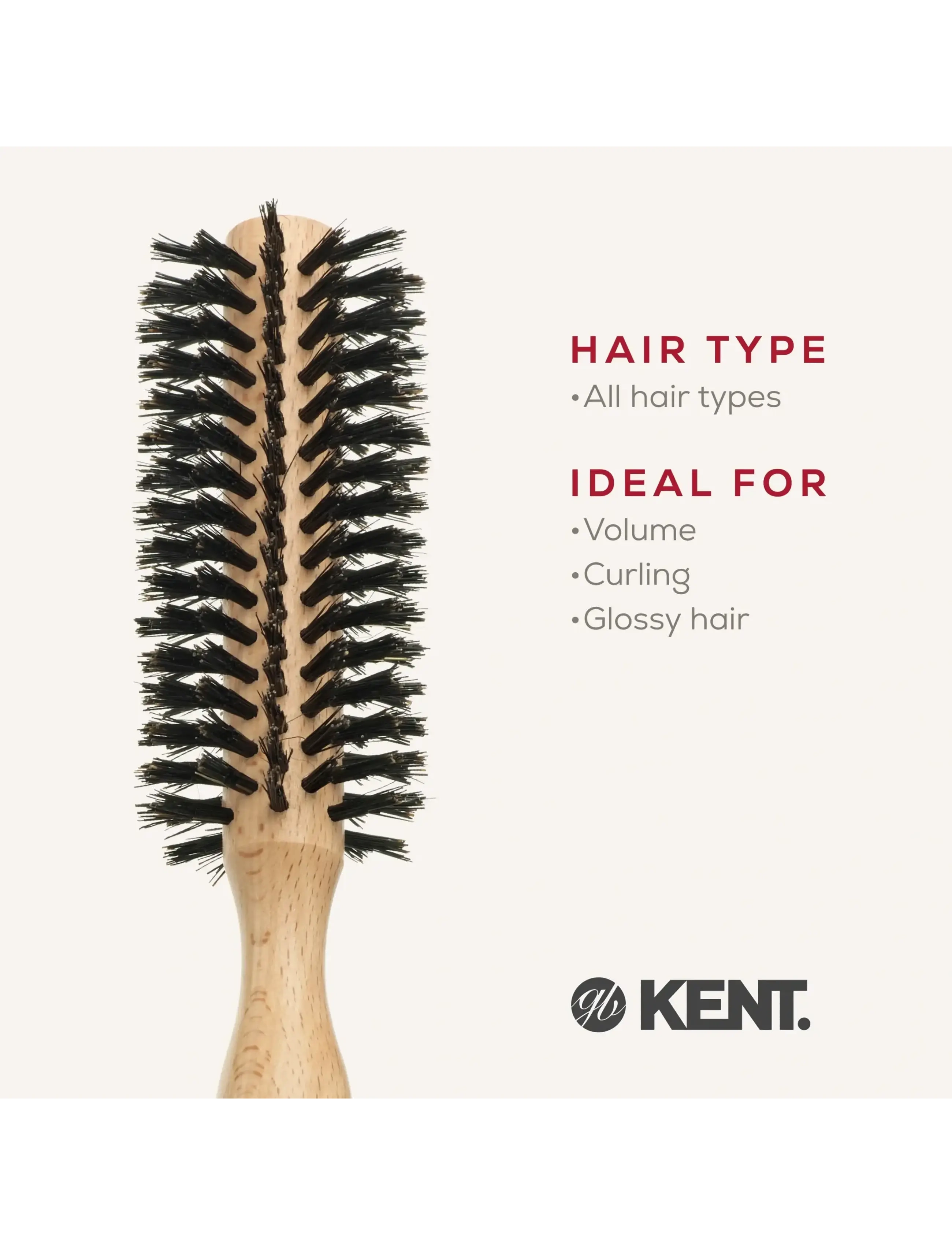 Kent Brushes - Small round boar bristle hair brush - runde børster - brown - 5