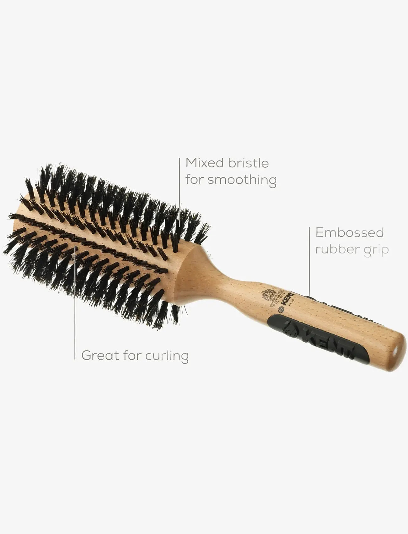 Kent Brushes - Extra large round boar bristle hair brush - round brush - brown - 1