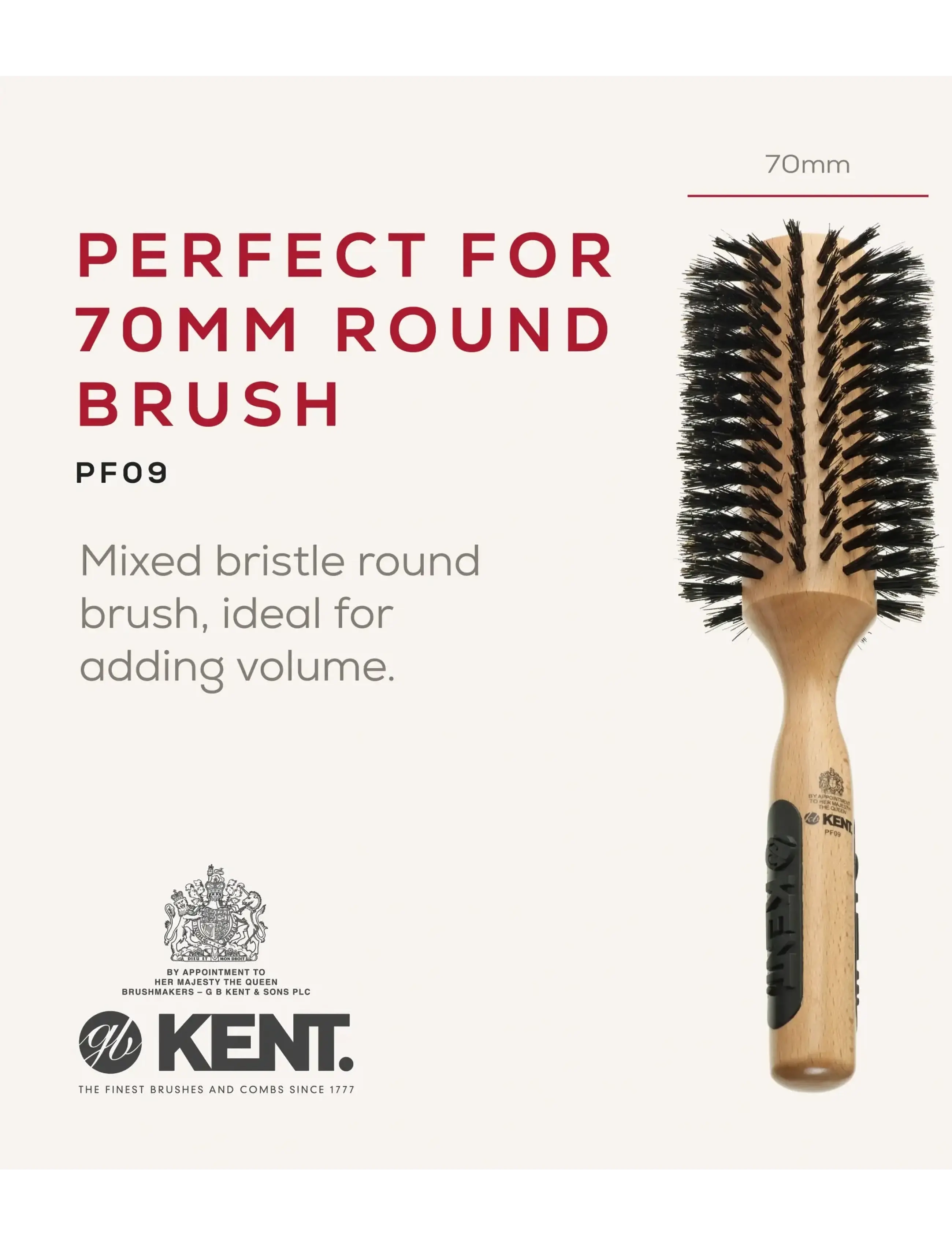 Kent Brushes - Extra large round boar bristle hair brush - runde børster - brown - 2
