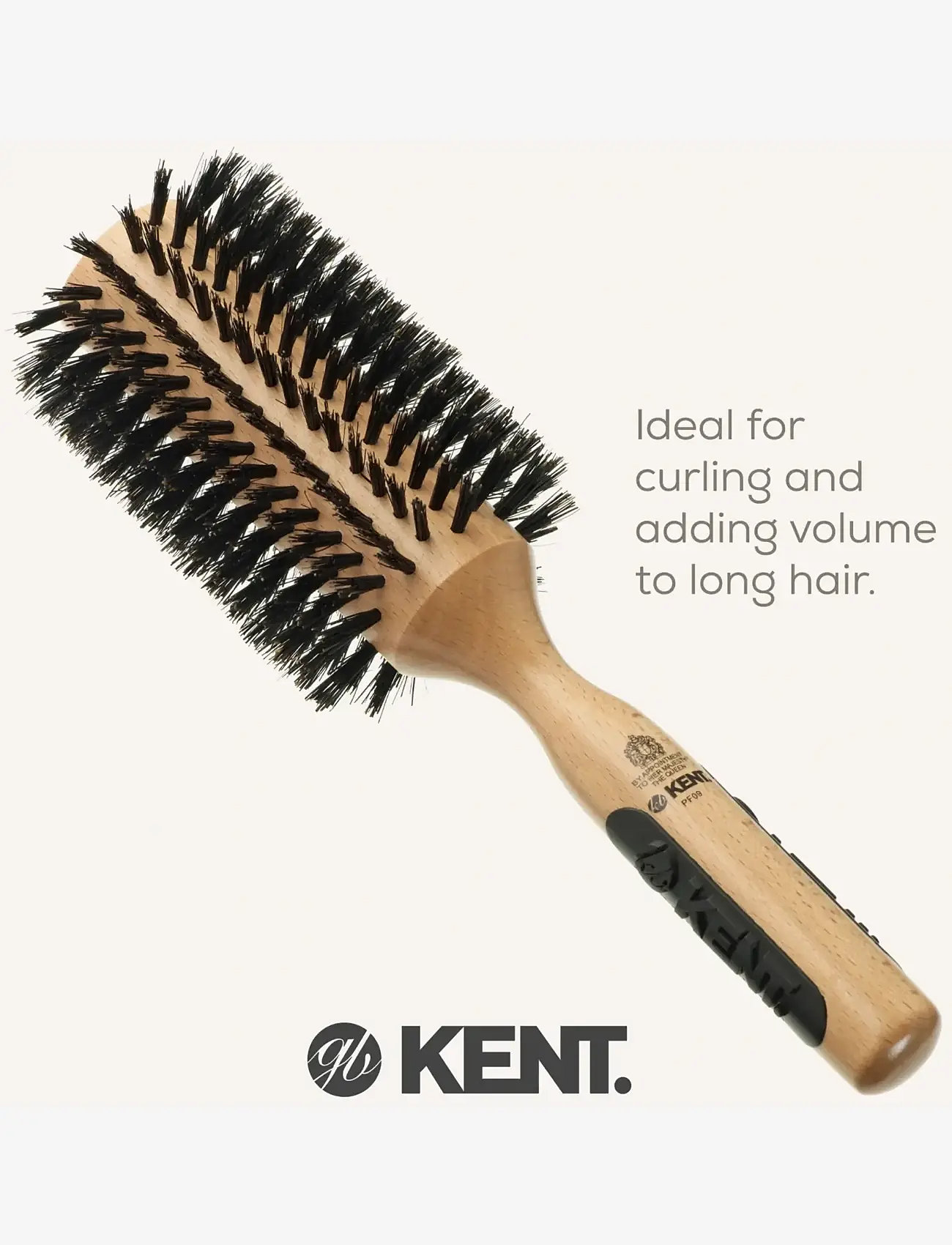 Kent Brushes - Extra large round boar bristle hair brush - round brush - brown - 3