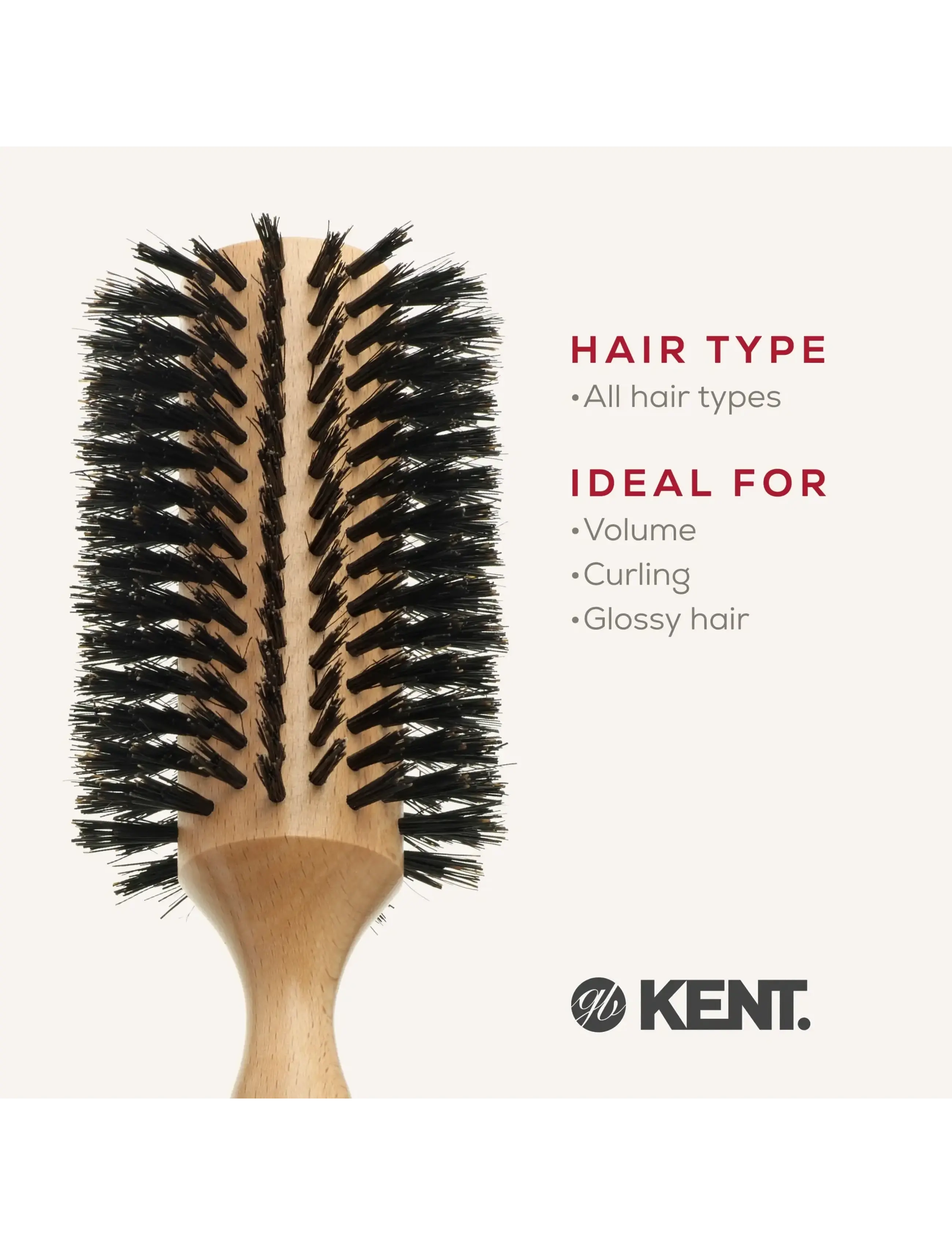 Kent Brushes - Extra large round boar bristle hair brush - runde børster - brown - 4