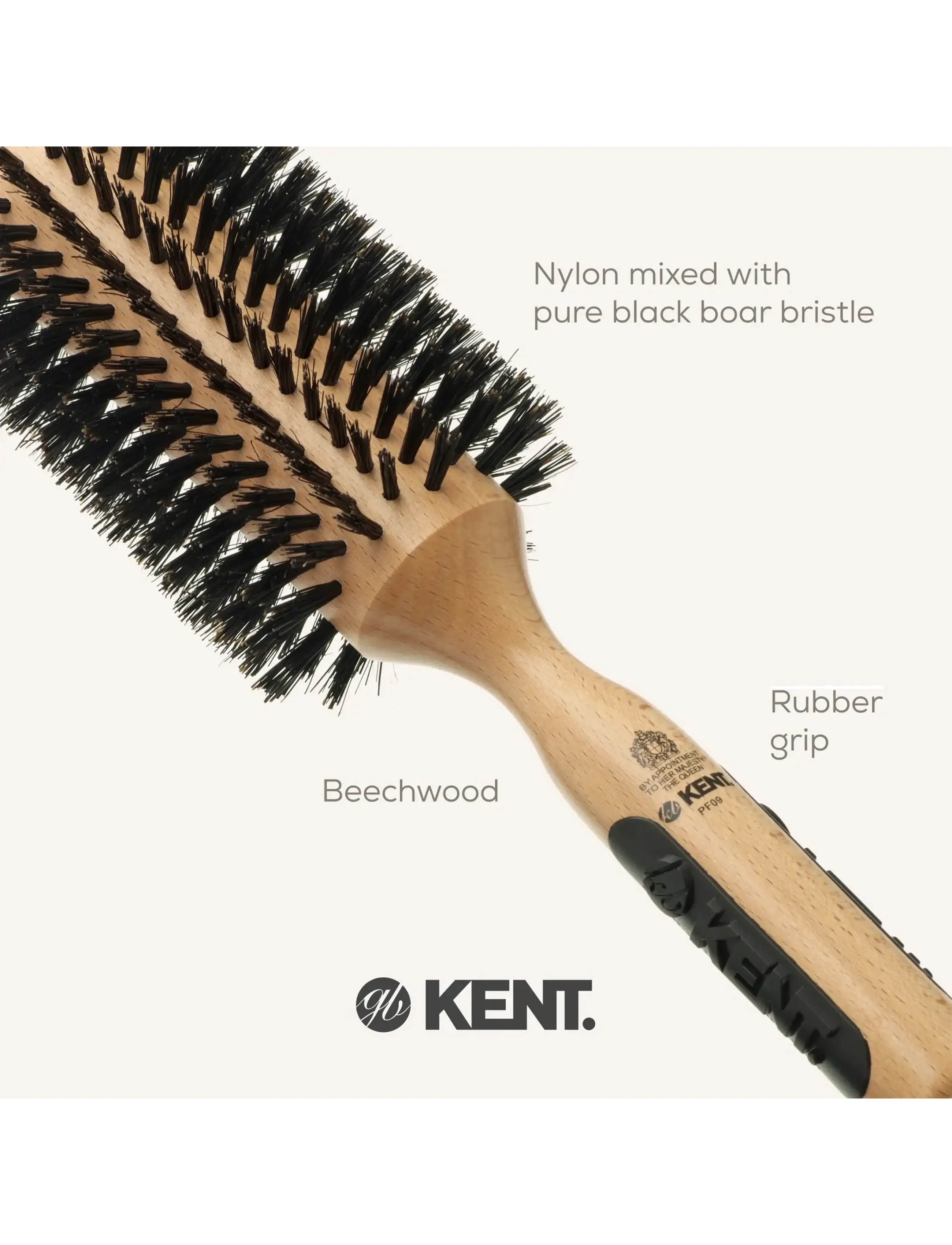 Kent Brushes - Extra large round boar bristle hair brush - runde børster - brown - 5
