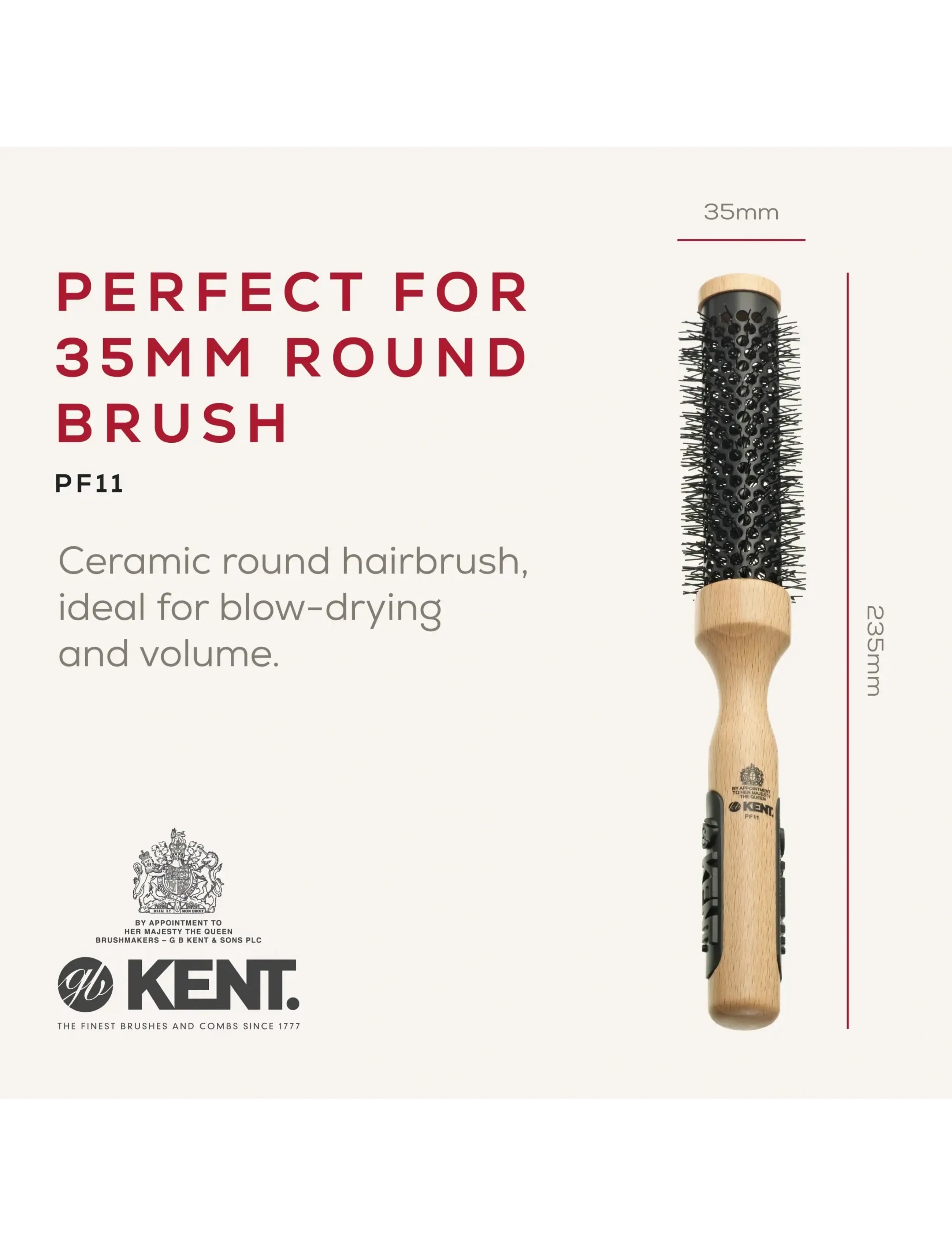 Kent Brushes - Small ceramic round blow-dry hair brush - runde børster - brown - 2