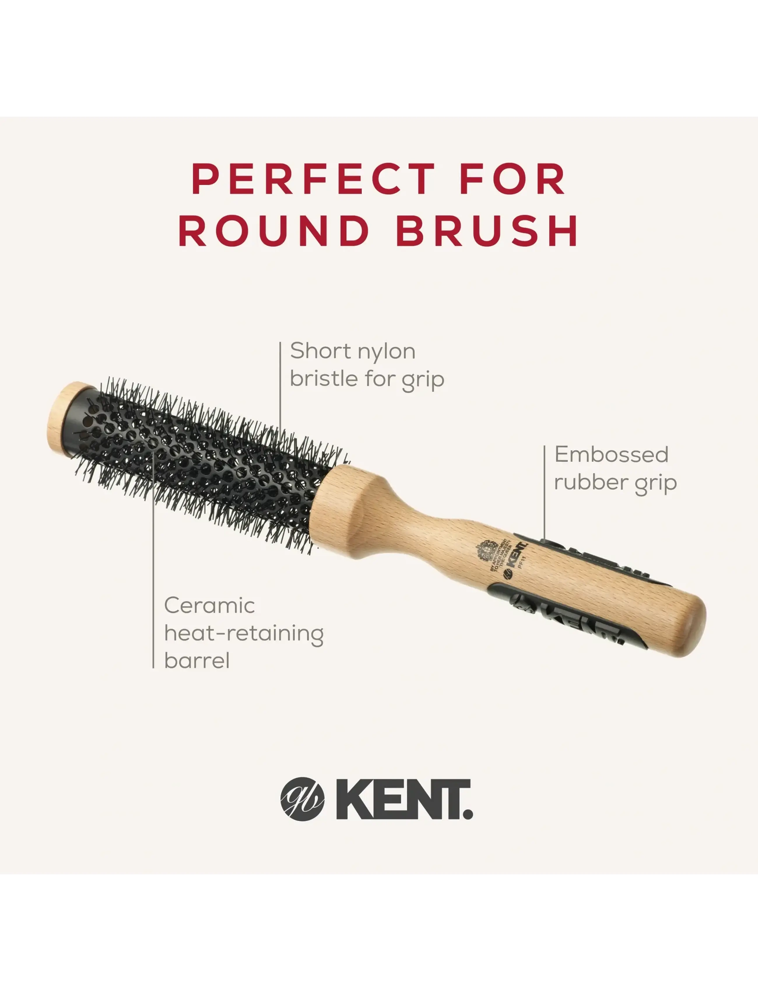 Kent Brushes - Small ceramic round blow-dry hair brush - runde børster - brown - 3