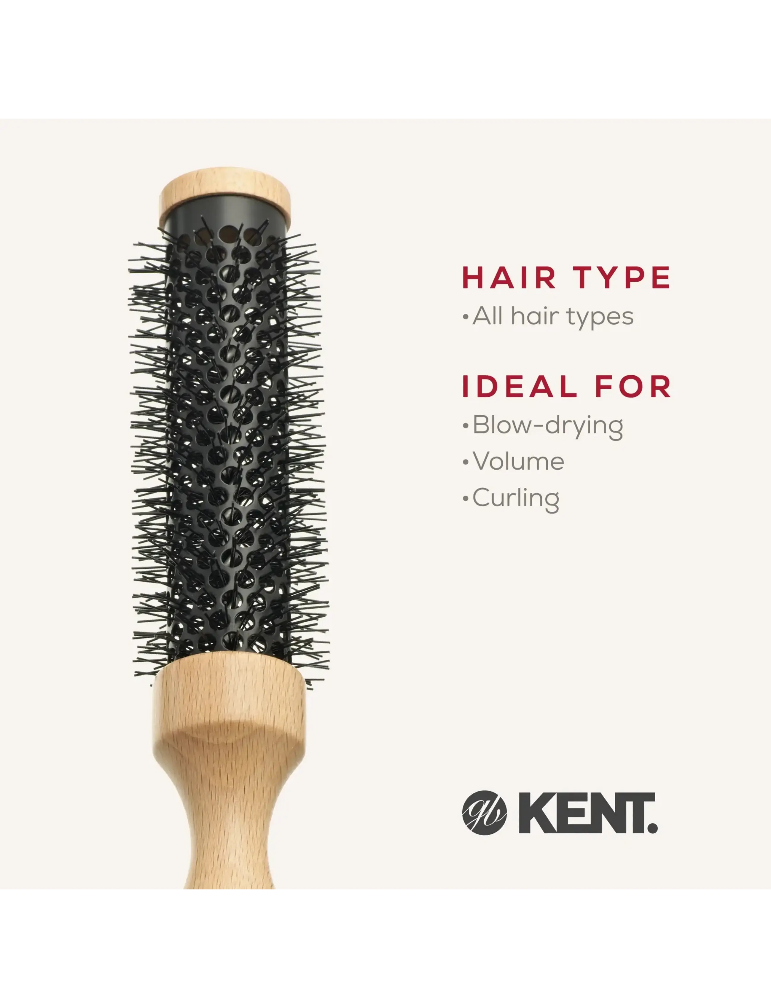 Kent Brushes - Small ceramic round blow-dry hair brush - runde børster - brown - 5