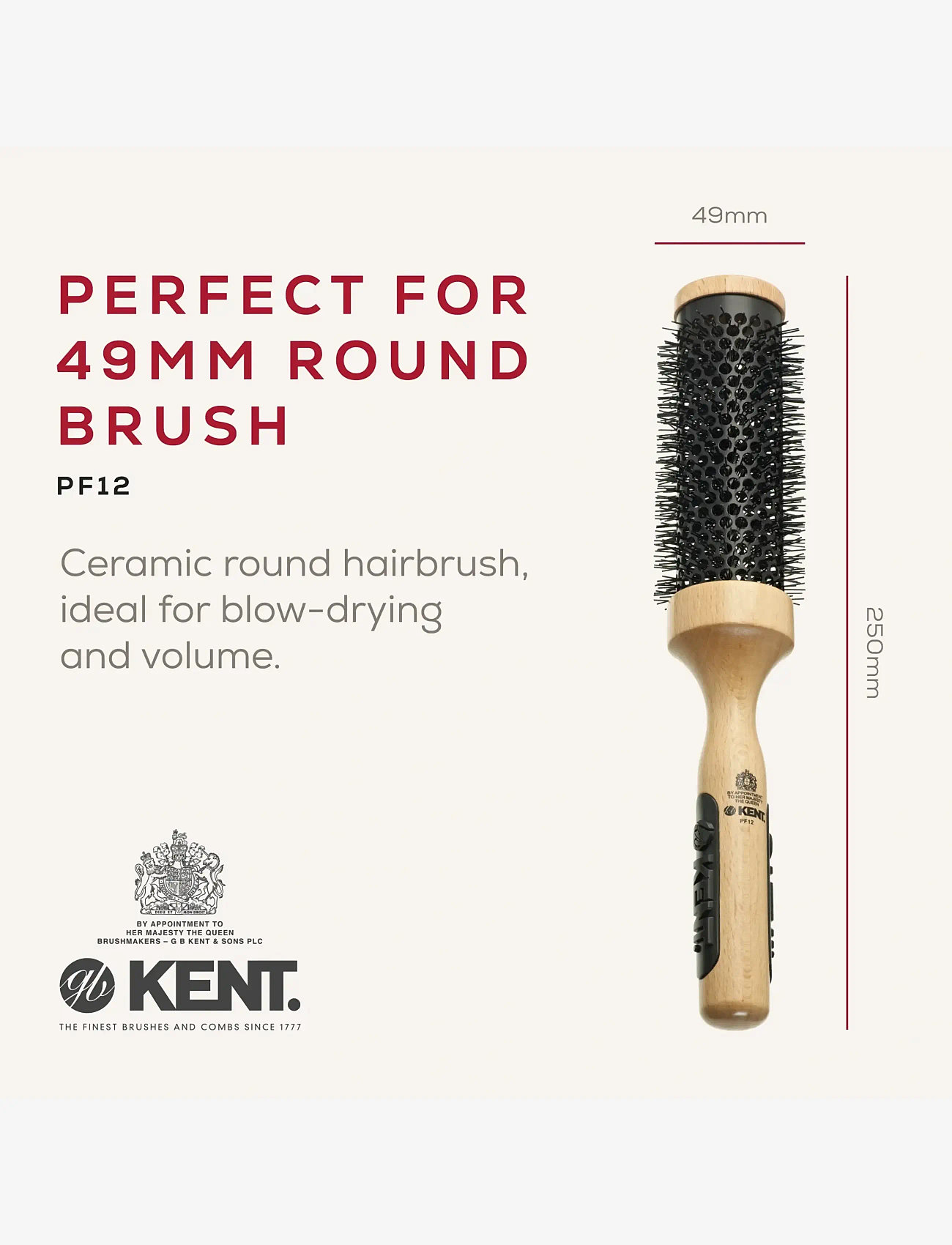 Kent Brushes - Big ceramic round blow-dry hair brush - rundbørste - brown - 1