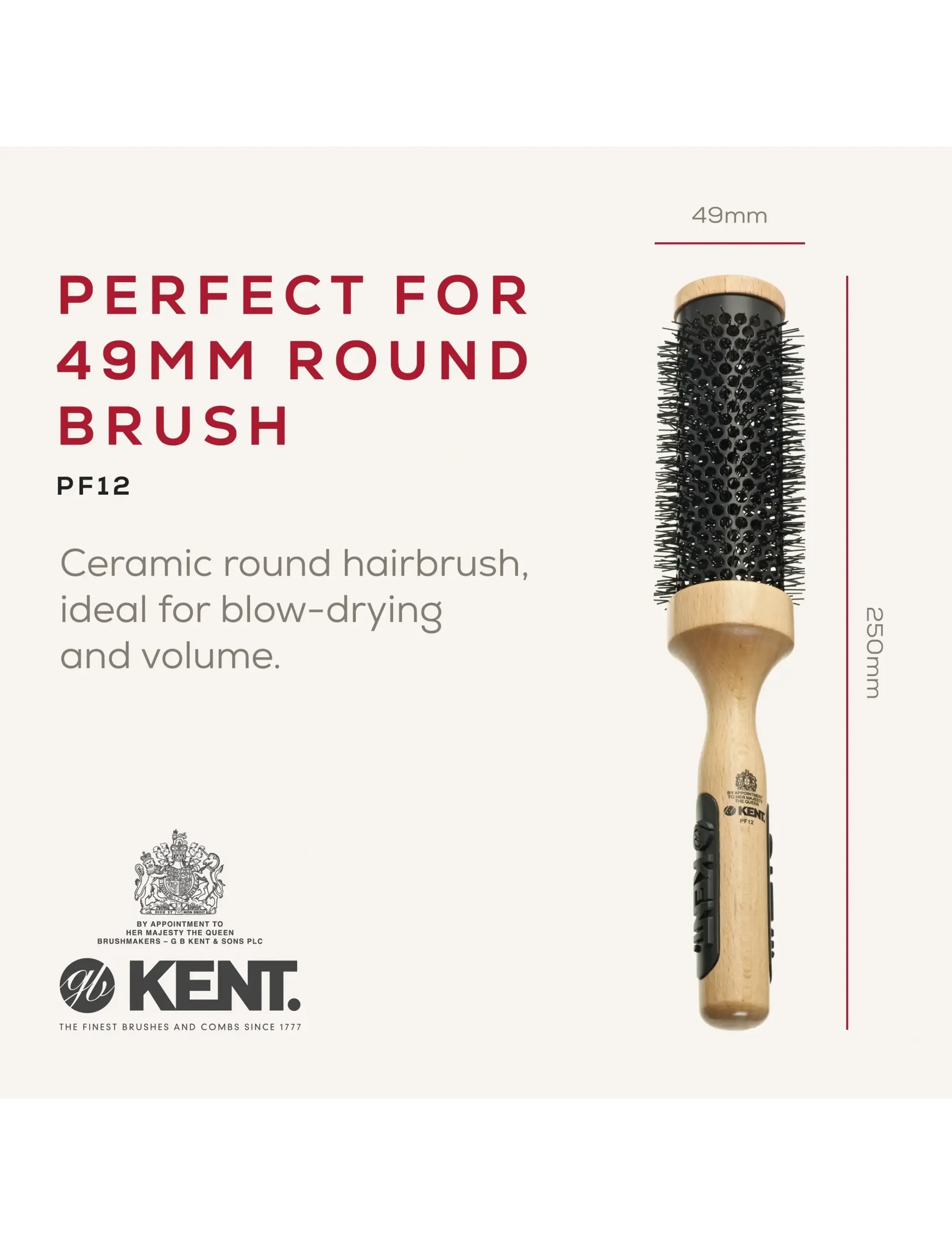 Kent Brushes - Big ceramic round blow-dry hair brush - pyöröharjat - brown - 1