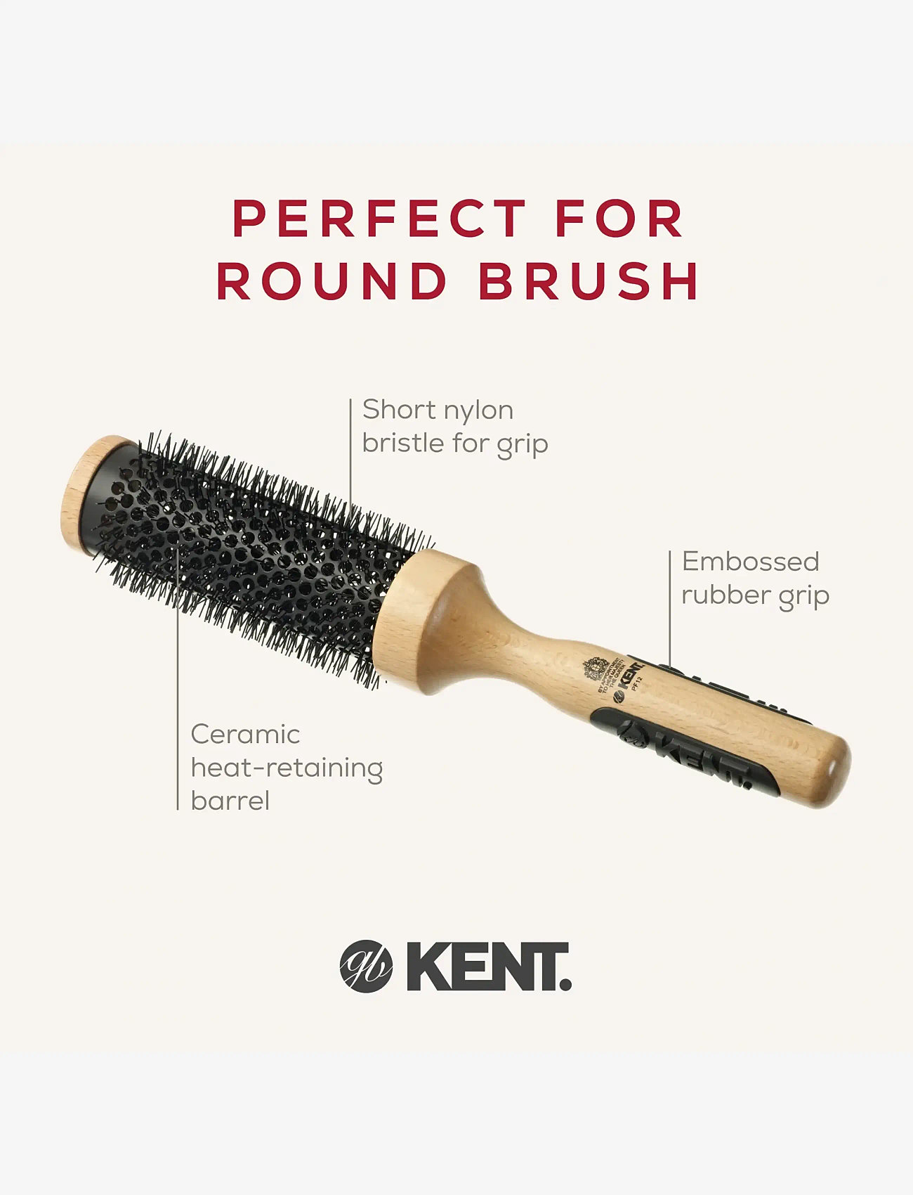 Kent Brushes - Big ceramic round blow-dry hair brush - rundbørste - brown - 2