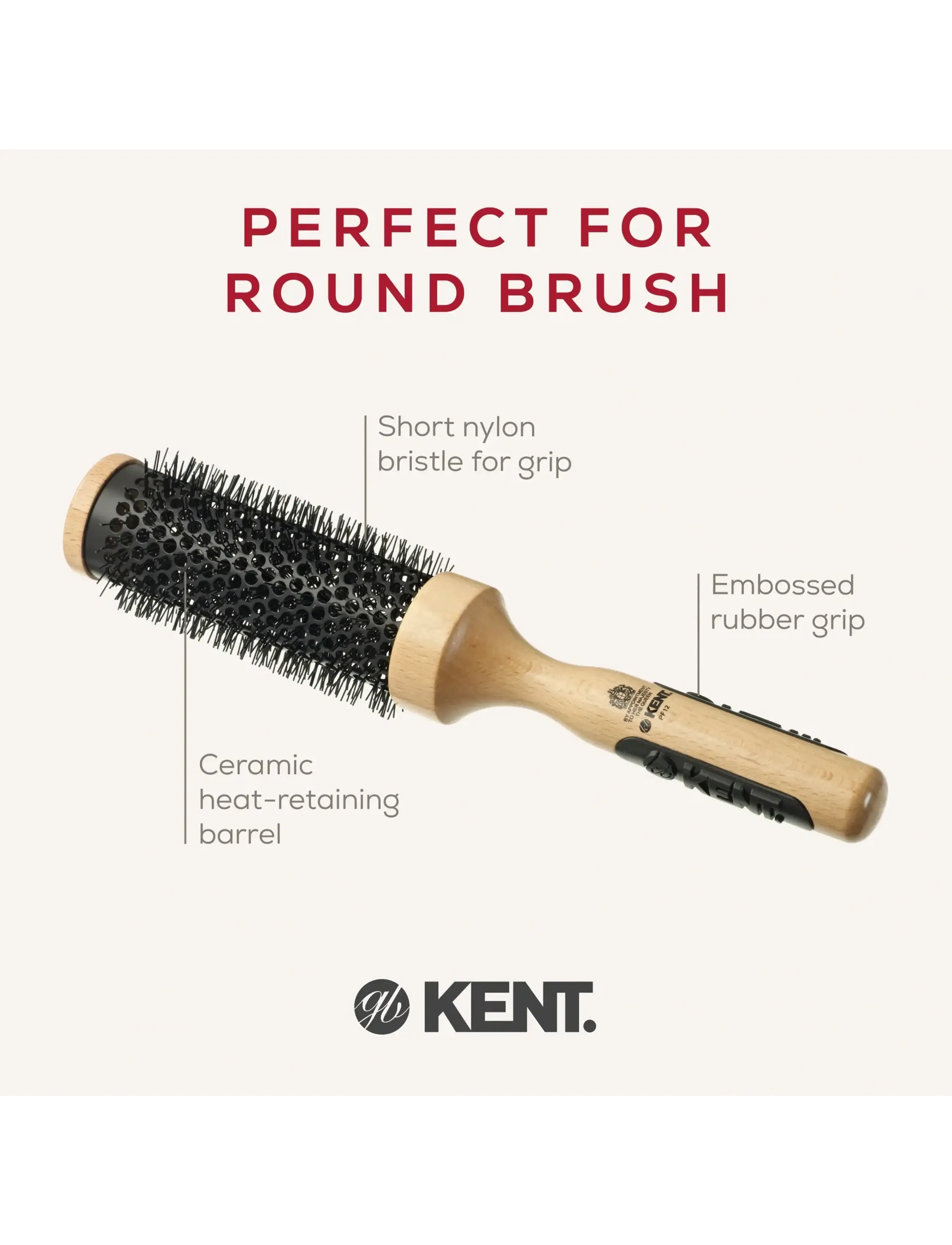 Kent Brushes - Big ceramic round blow-dry hair brush - pyöröharjat - brown - 2