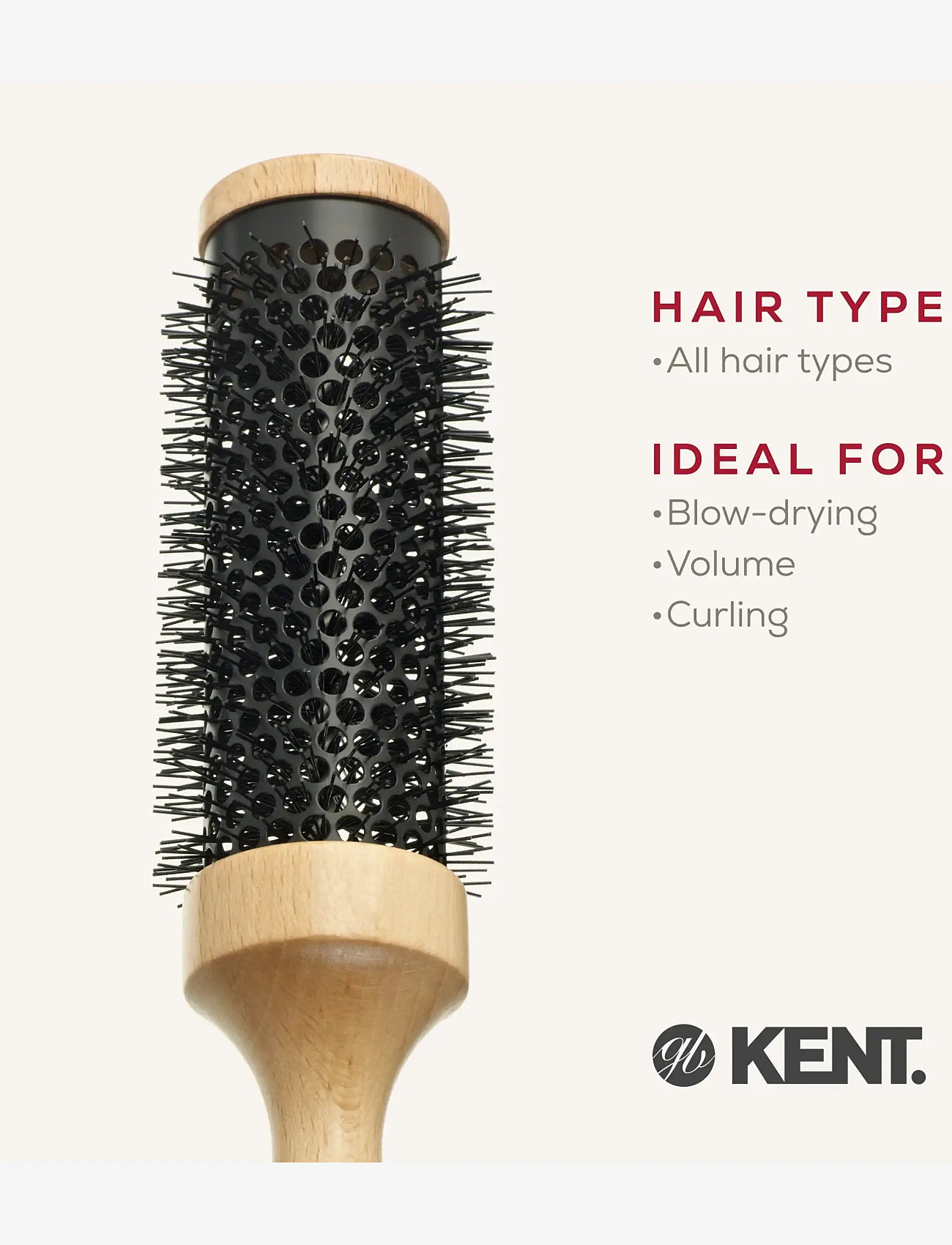 Kent Brushes - Big ceramic round blow-dry hair brush - rundbørste - brown - 4