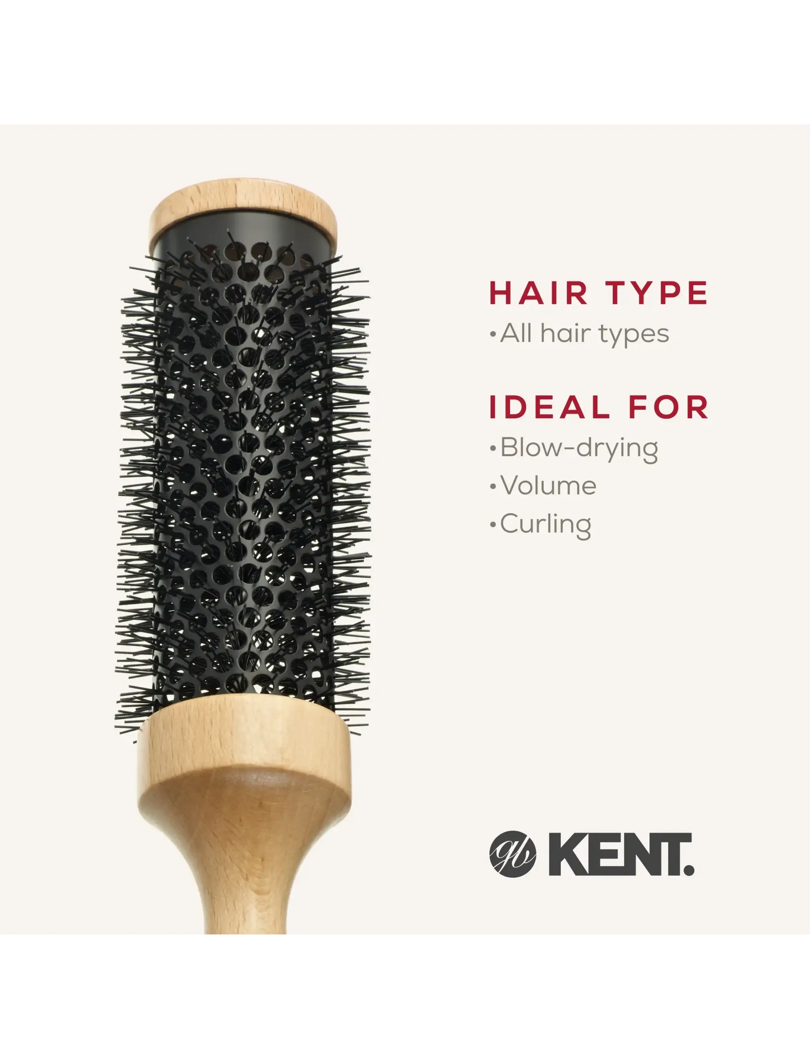 Kent Brushes - Big ceramic round blow-dry hair brush - pyöröharjat - brown - 4