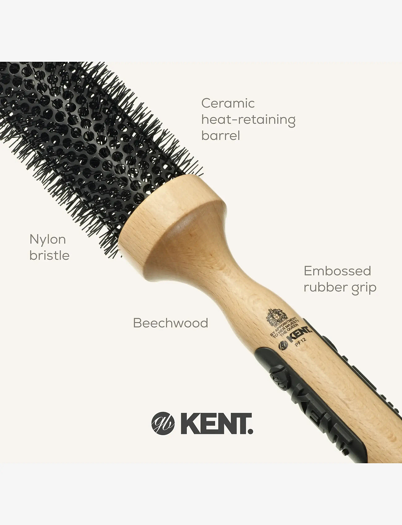 Kent Brushes - Big ceramic round blow-dry hair brush - rundbørste - brown - 5