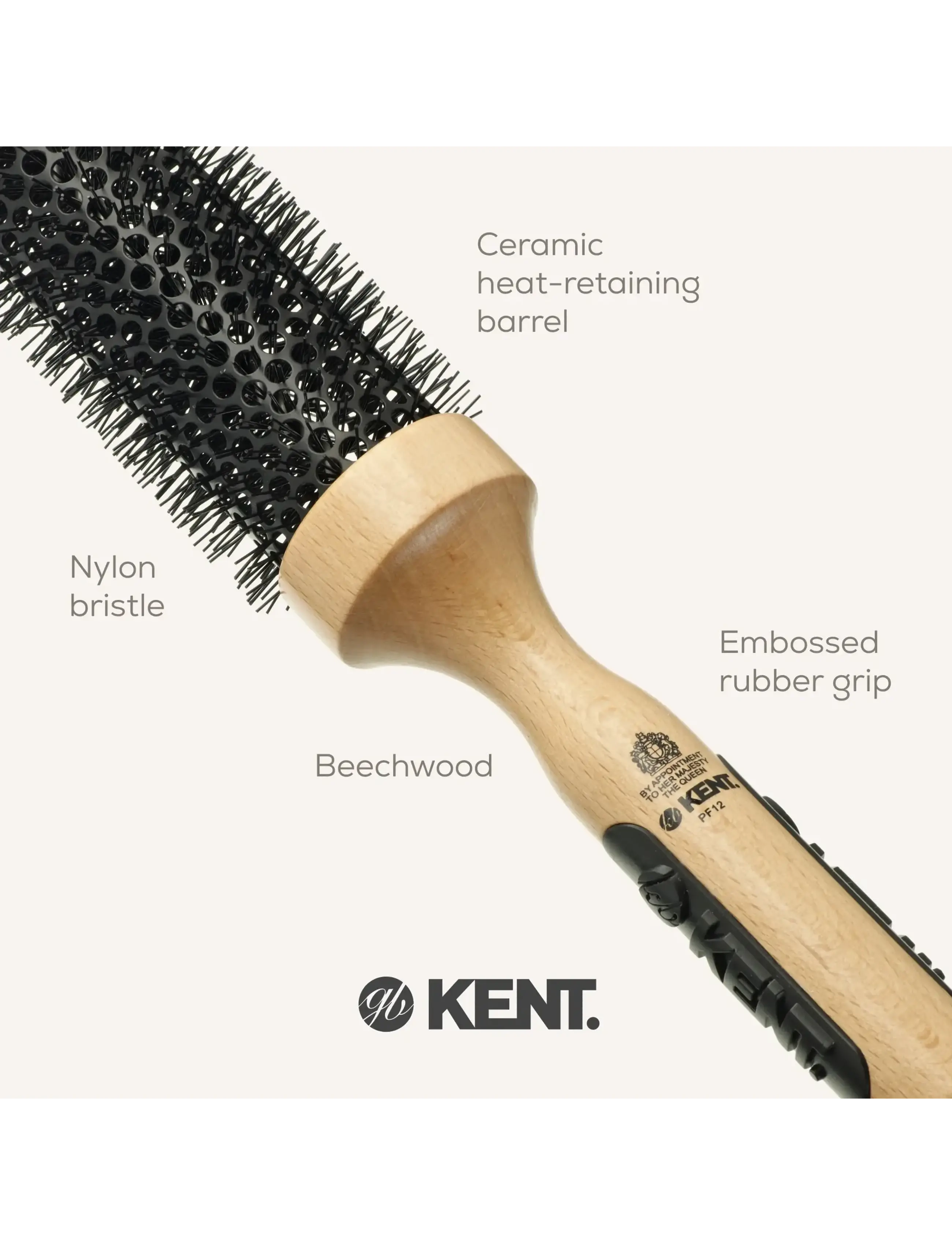 Kent Brushes - Big ceramic round blow-dry hair brush - pyöröharjat - brown - 5