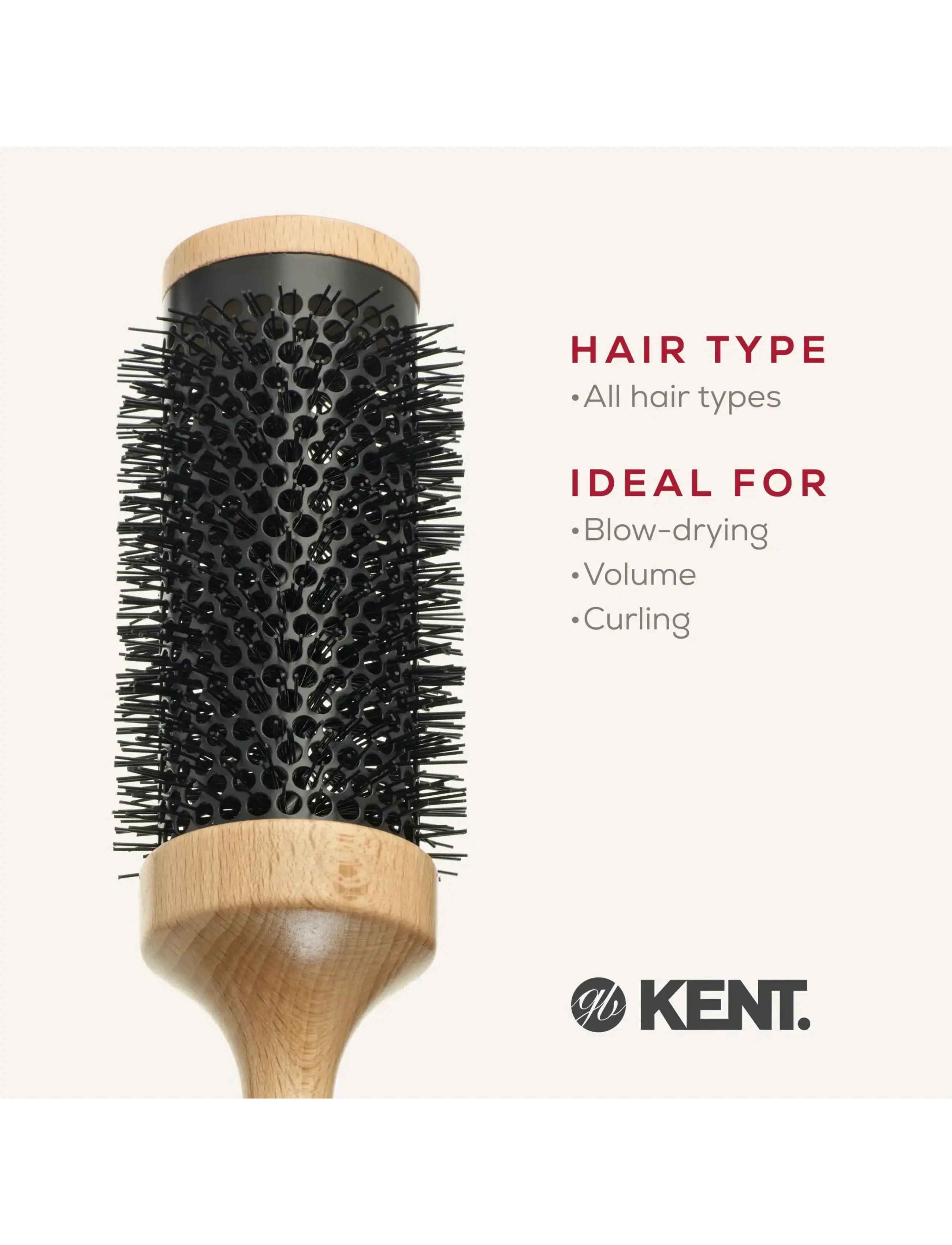 Kent Brushes - Extra big ceramic round blow-dry hair brush - rundborste - brown - 1