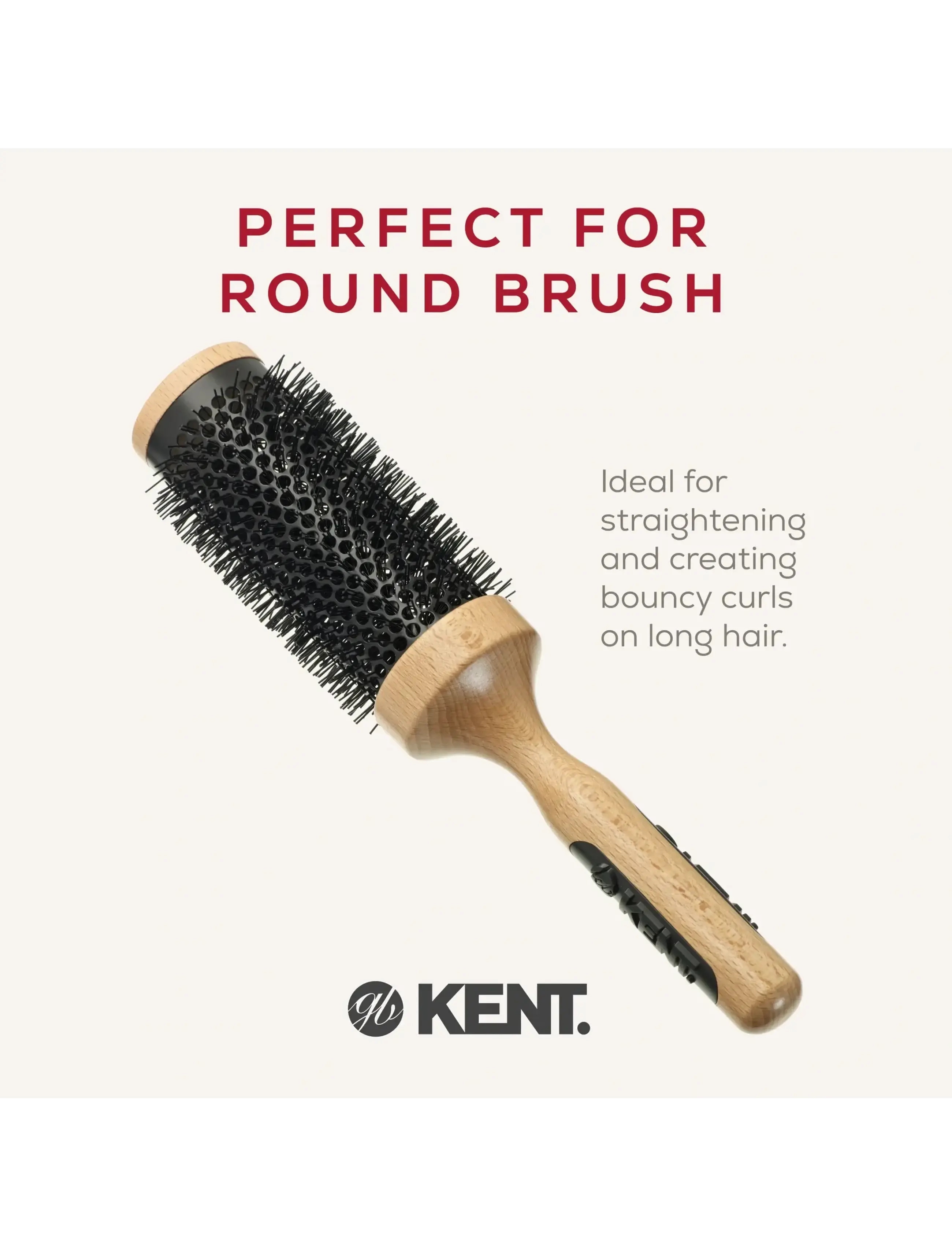 Kent Brushes - Extra big ceramic round blow-dry hair brush - rundborste - brown - 3