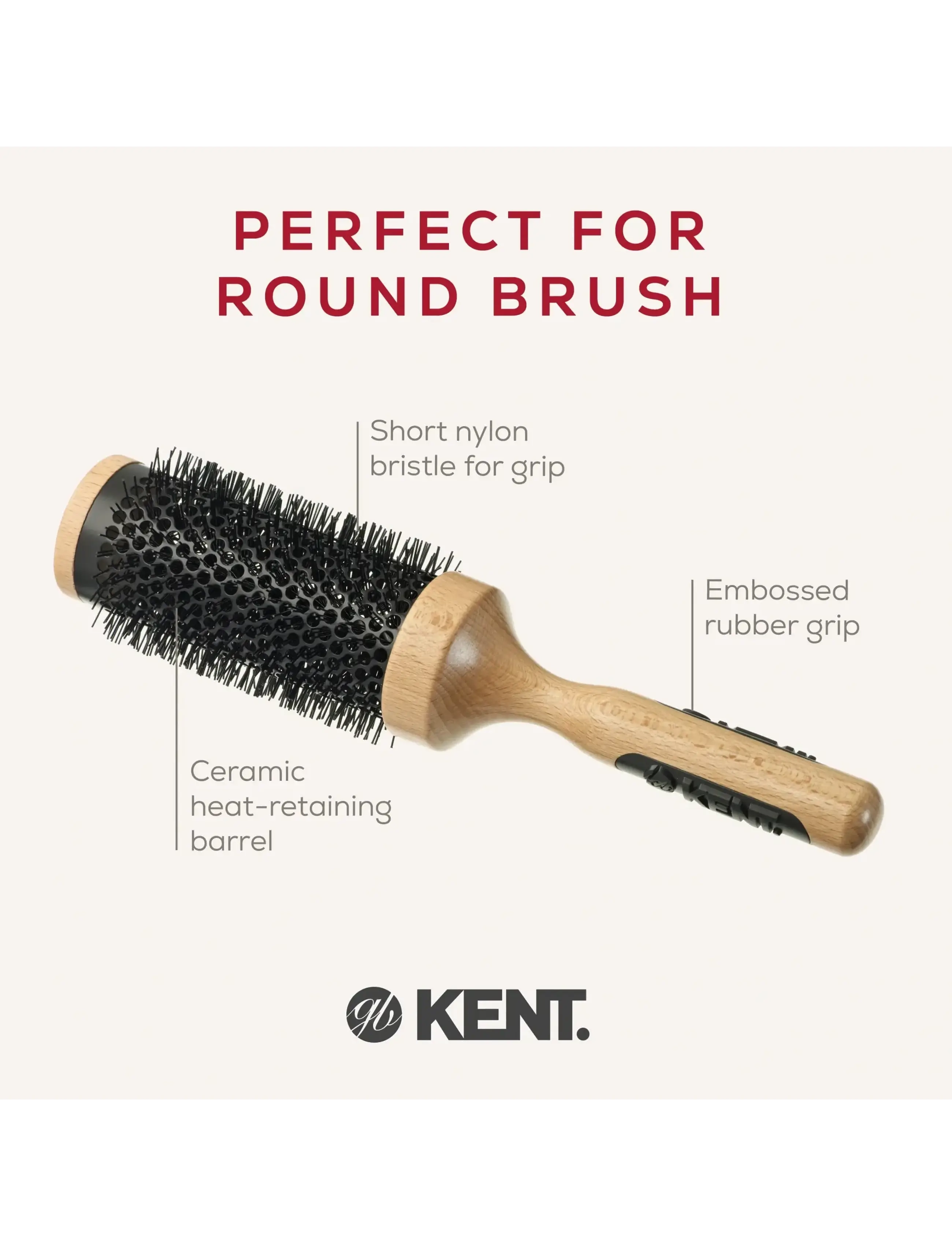 Kent Brushes - Extra big ceramic round blow-dry hair brush - rundborste - brown - 4
