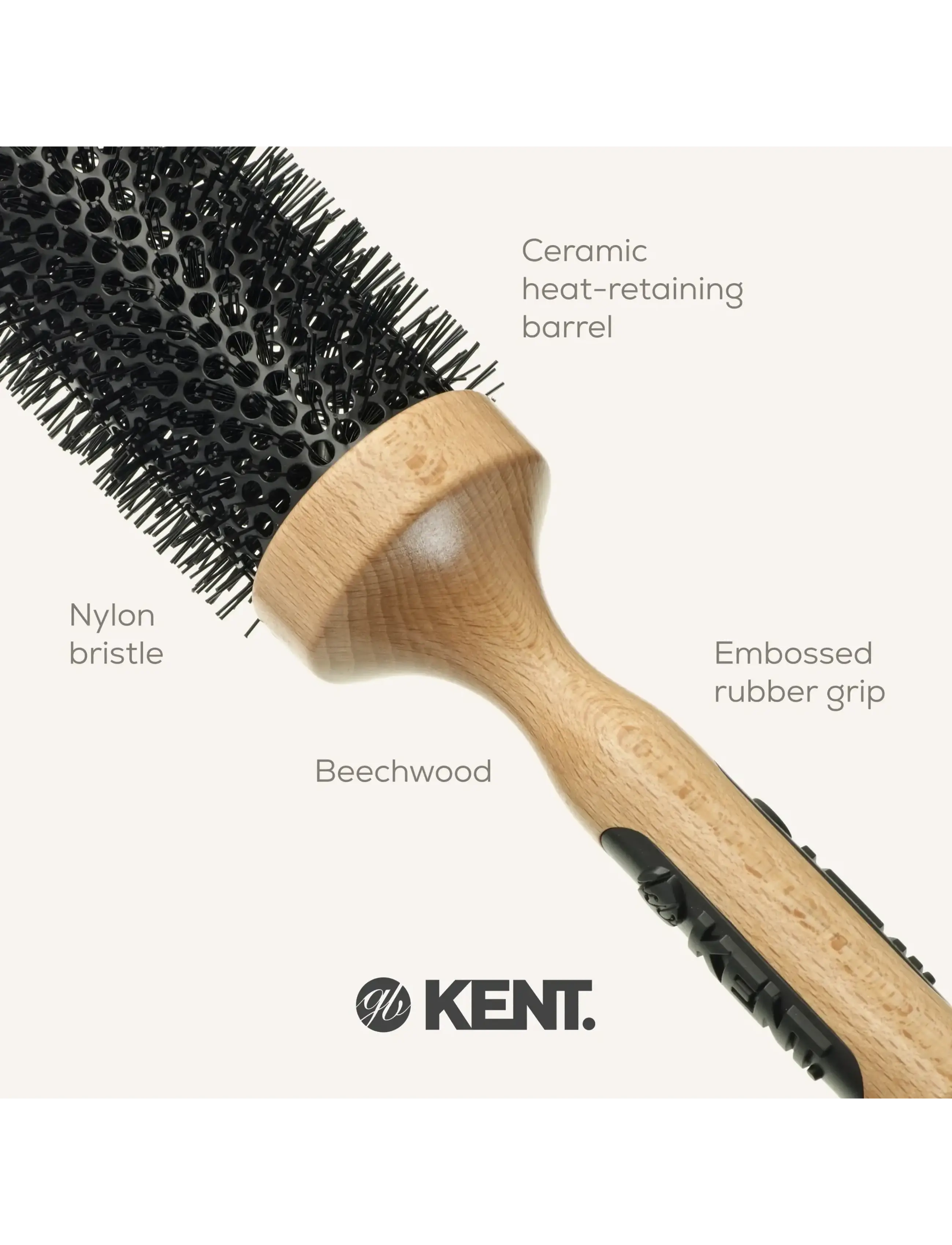 Kent Brushes - Extra big ceramic round blow-dry hair brush - rundborste - brown - 5