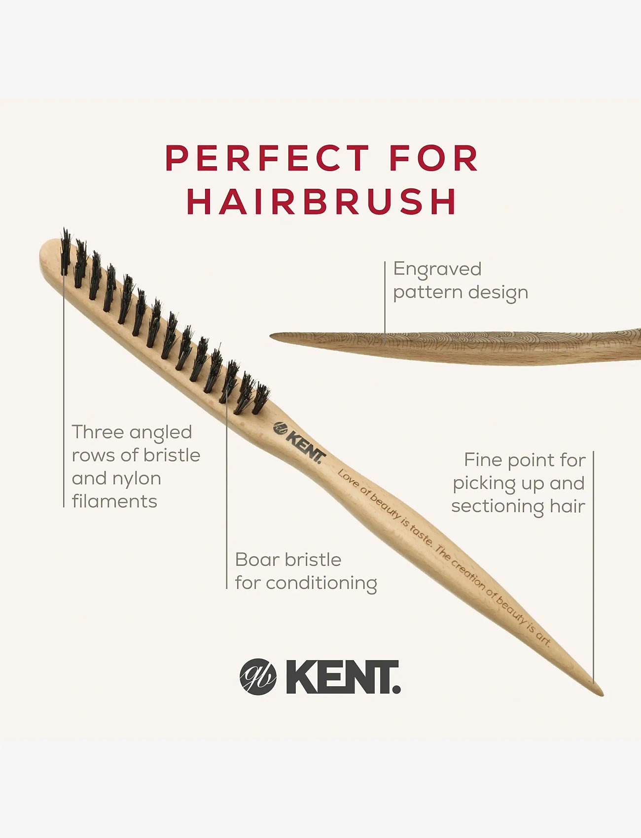 Kent Brushes - Back-combing Brush teasing brush - Waves - laveste priser - brown - 3