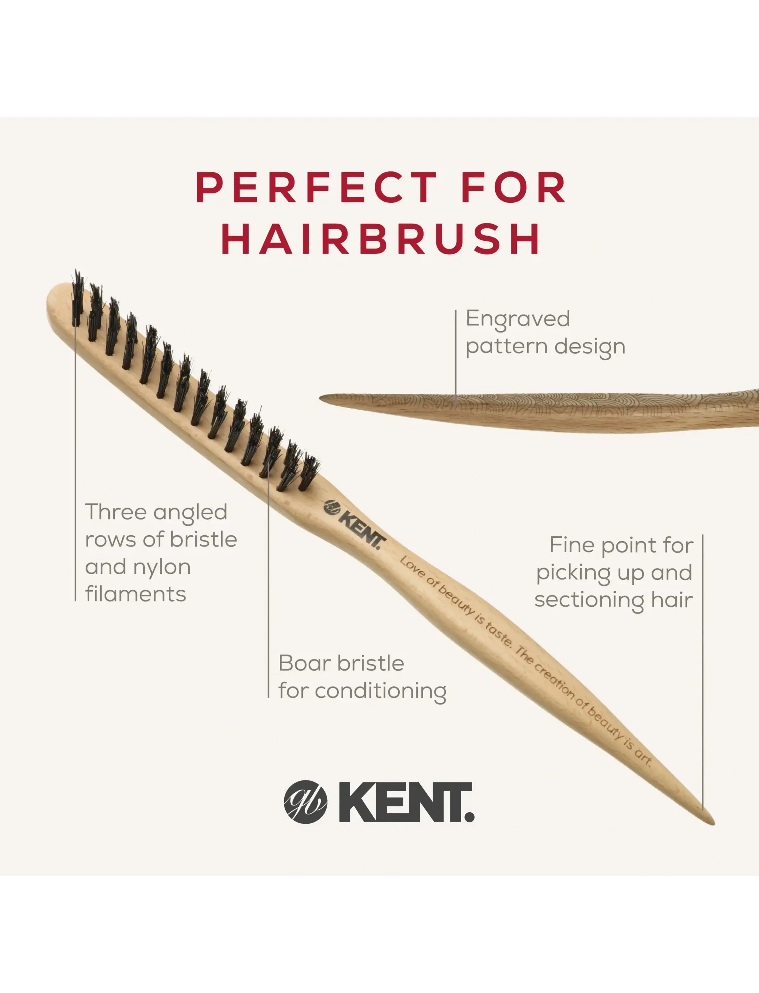 Kent Brushes - Back-combing Brush teasing brush - Waves - stylingbørster - brown - 3