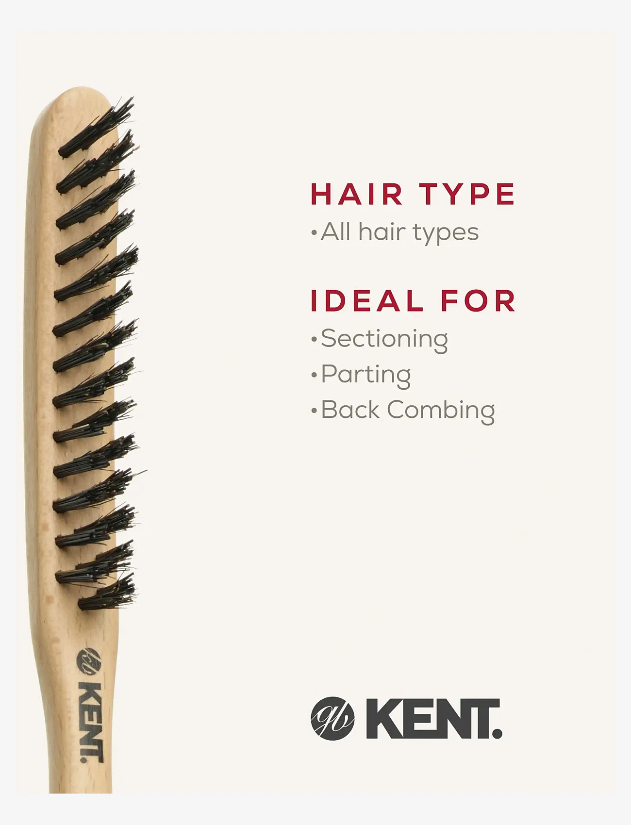 Kent Brushes - Back-combing Brush teasing brush - Waves - laveste priser - brown - 4