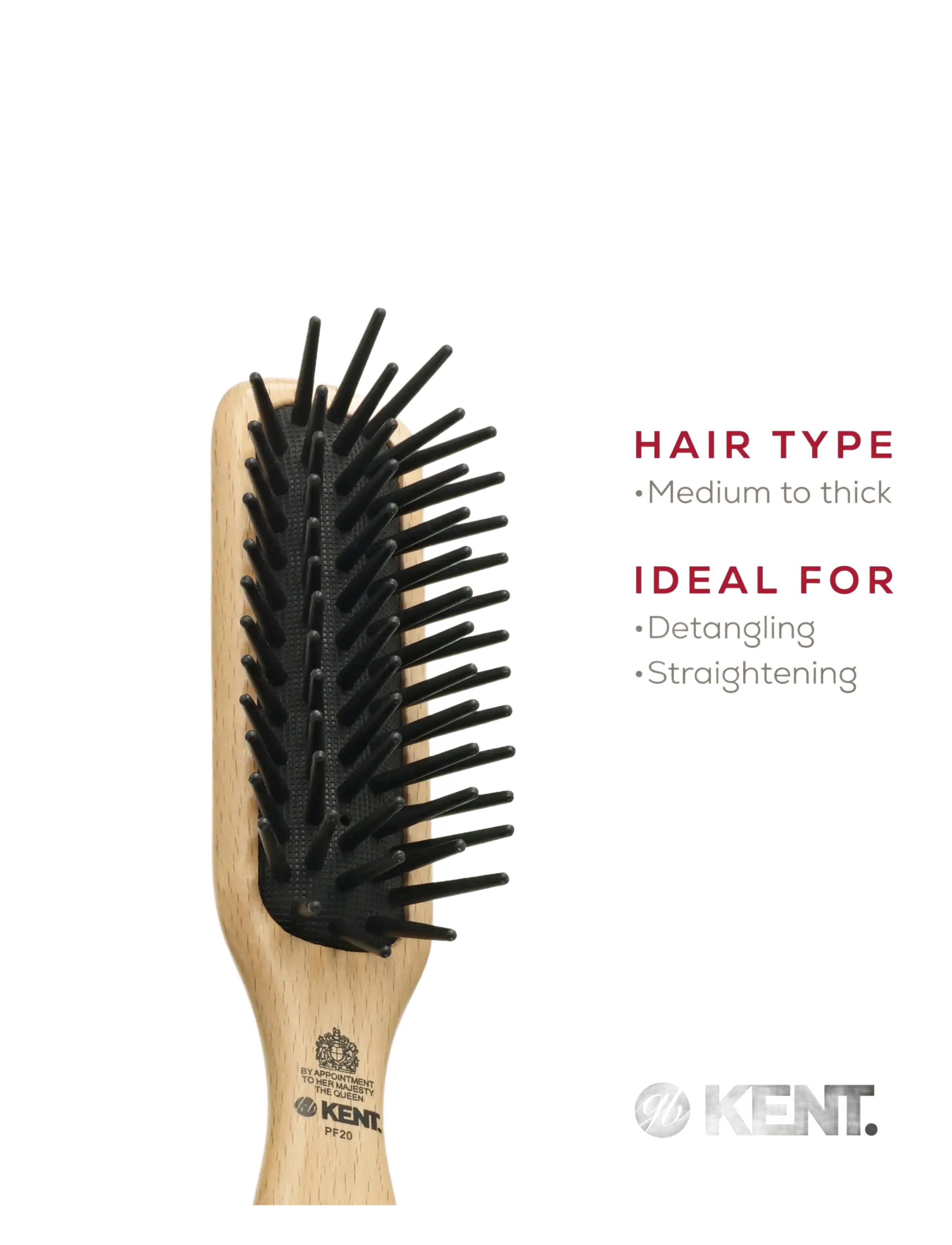 Kent Brushes - Airhedz Midi-phat de-tangle Hair Brush - flokebørste - brown - 4