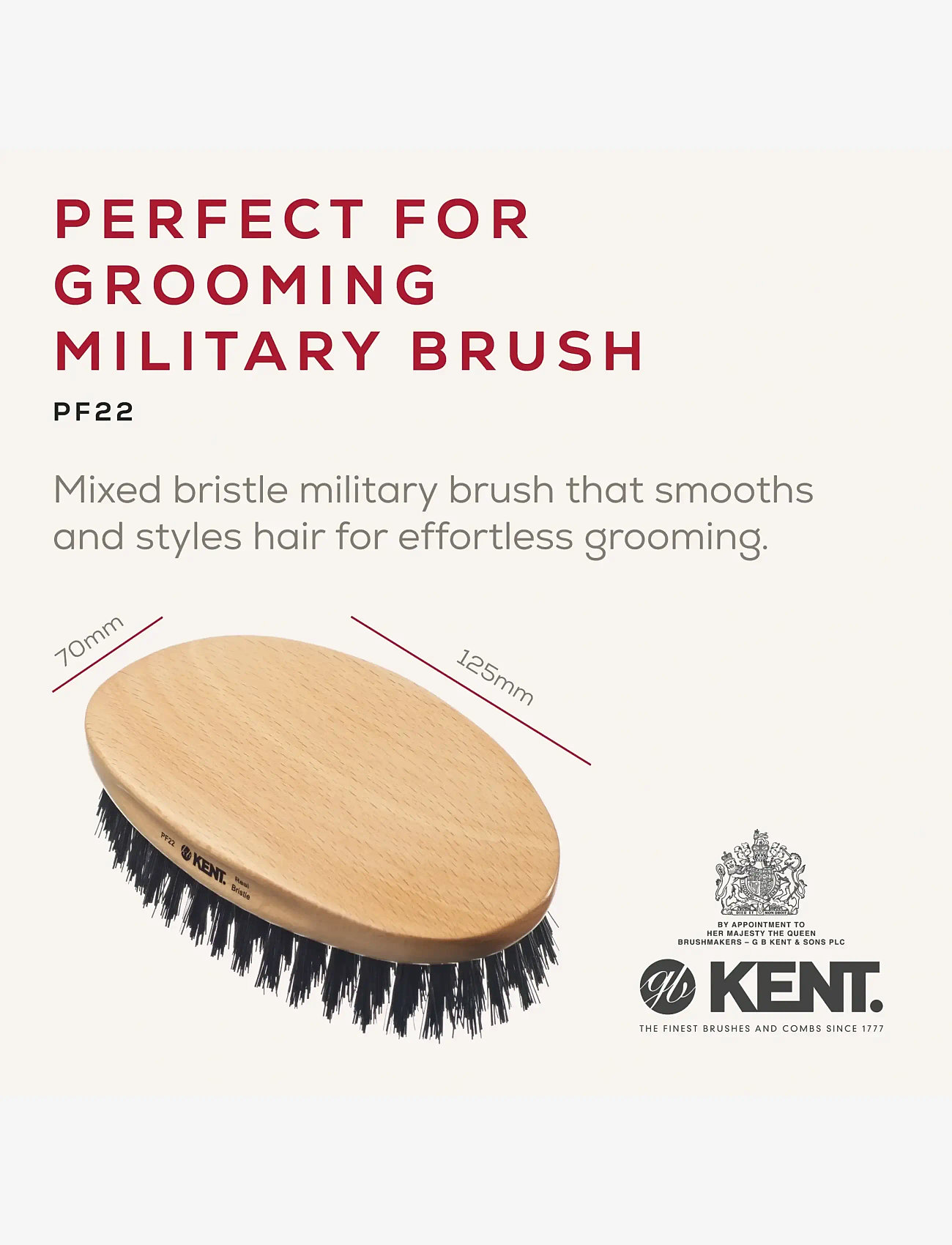 Kent Brushes - Mens Mily Oval Beech Natural Bristle - hårbørster & kamme - brown - 1