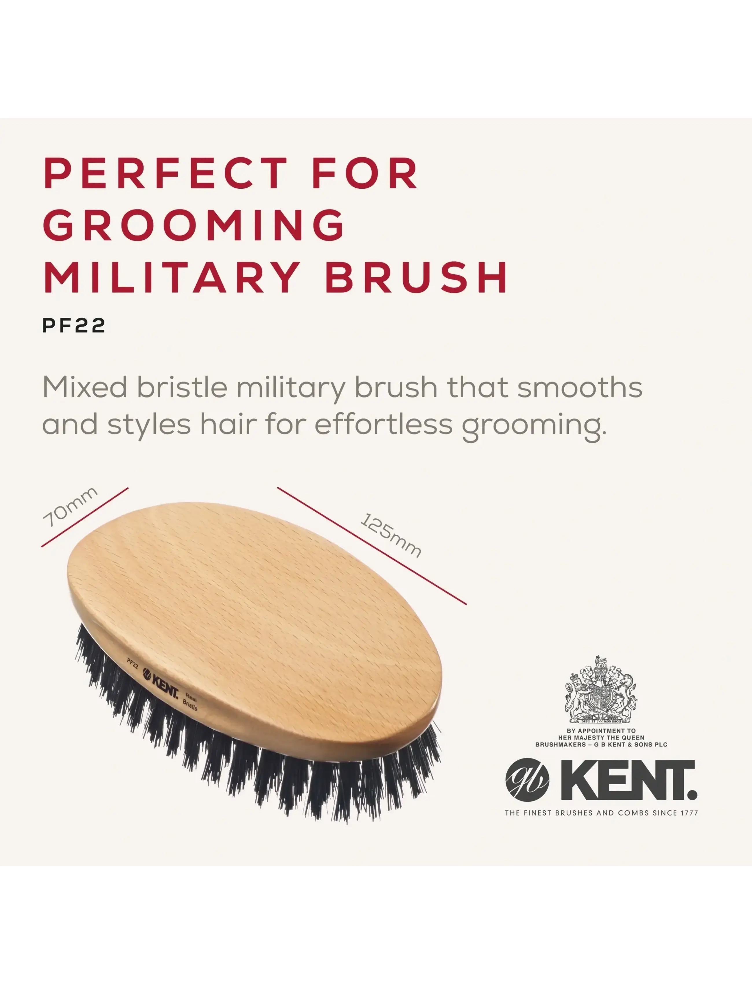 Kent Brushes - Mens Mily Oval Beech Natural Bristle - harjat & kammat - brown - 1