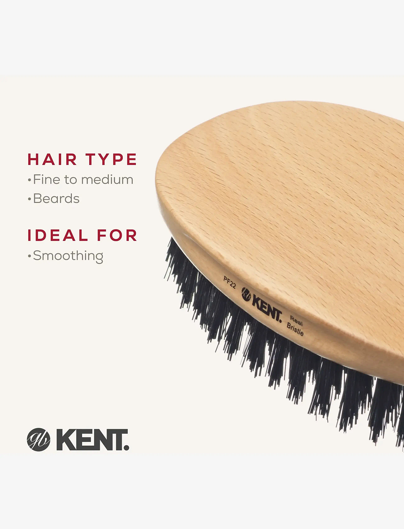 Kent Brushes - Mens Mily Oval Beech Natural Bristle - hårbørster & kamme - brown - 4