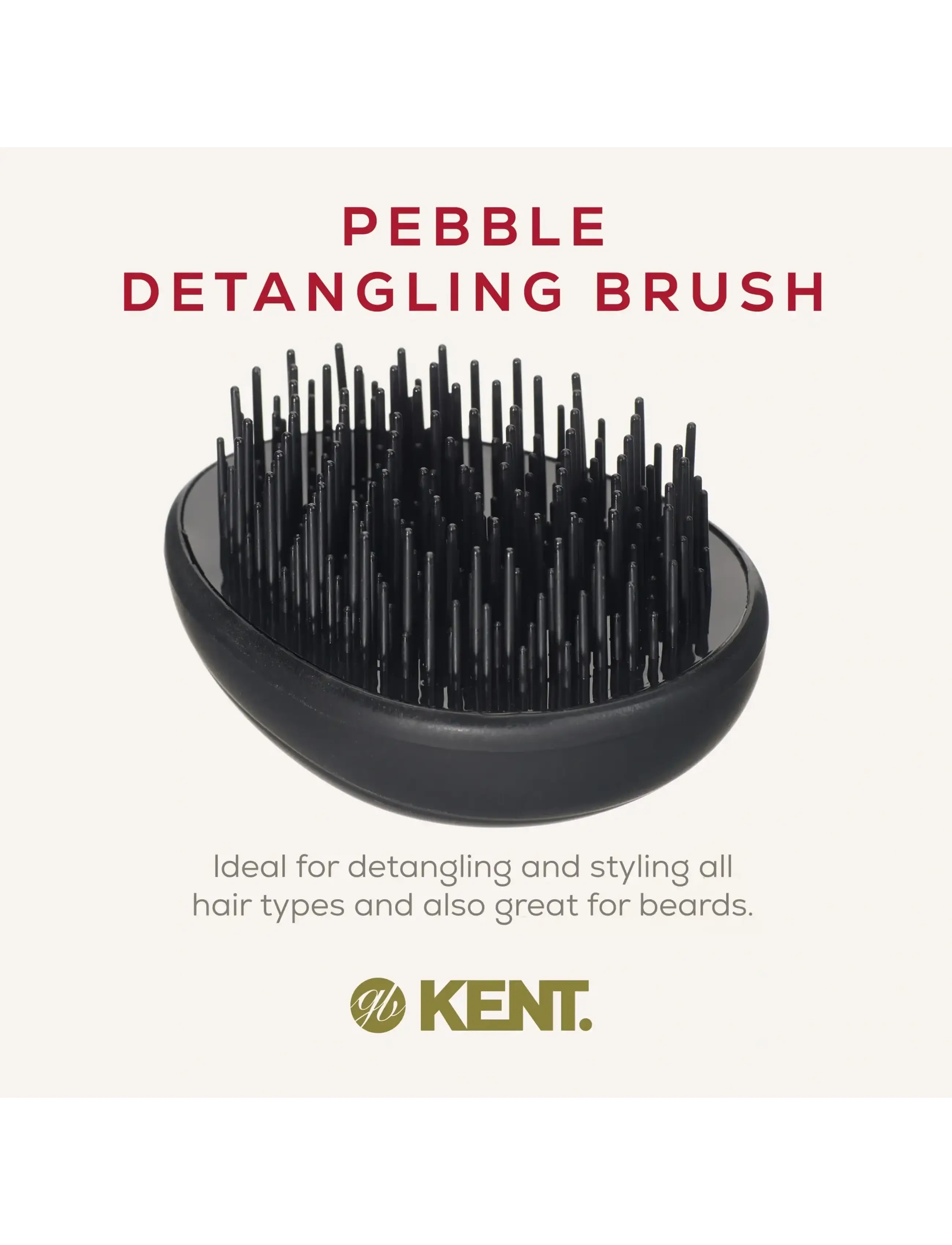 Kent Brushes - Pebble Detangling Brush in Matt Black - black - 2