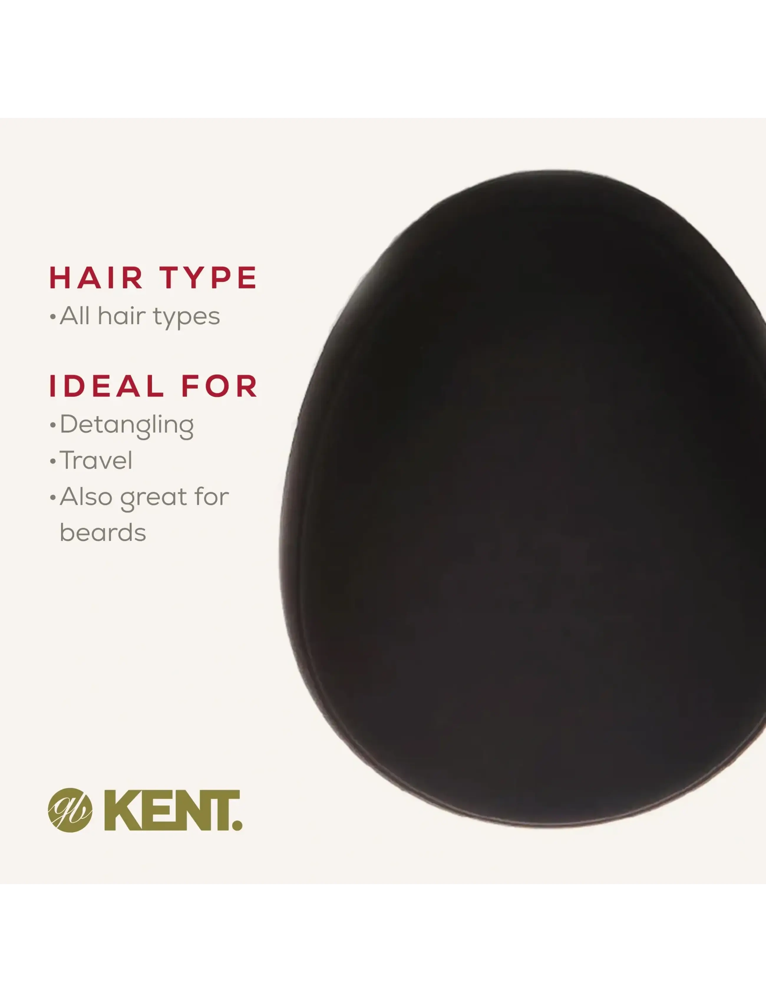 Kent Brushes - Pebble Detangling Brush in Matt Black - black - 3